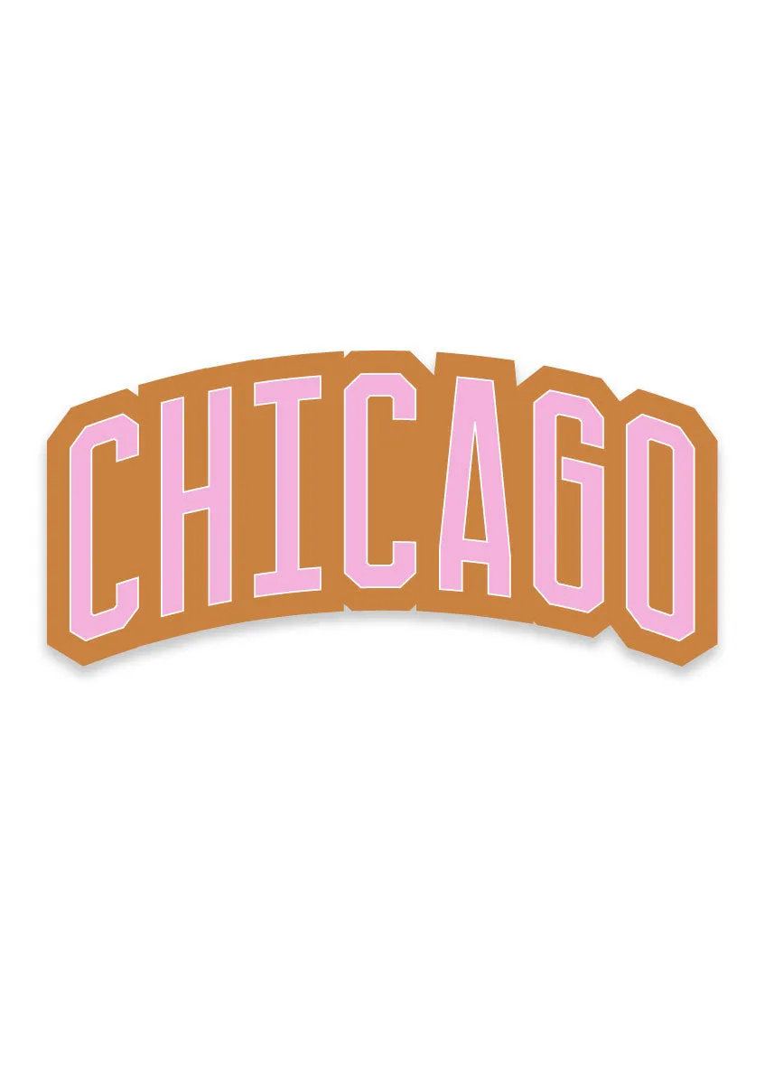 Chicago Block Sticker - Camel & Magenta