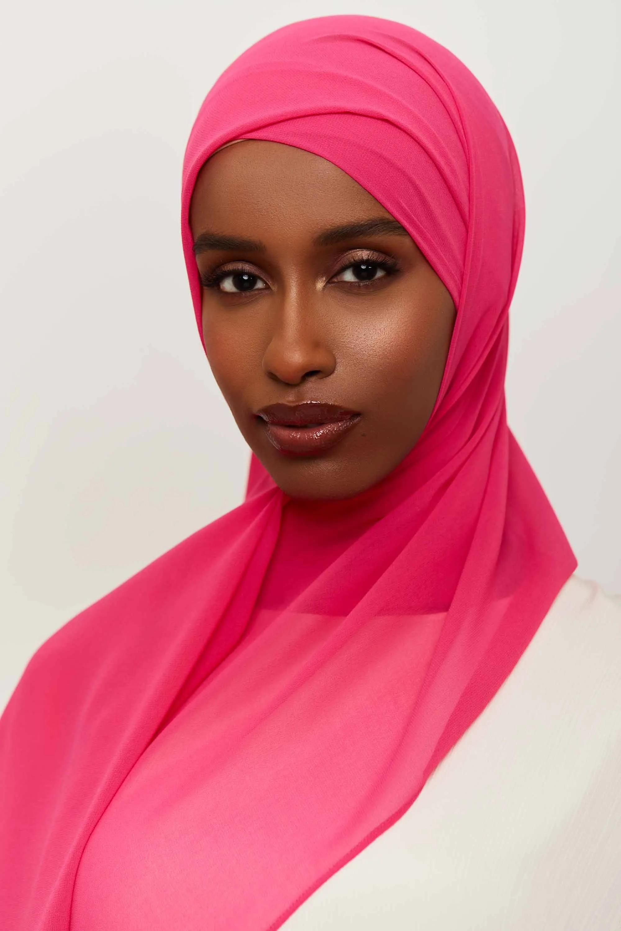 Chiffon Organza Trim Hijab - Pink