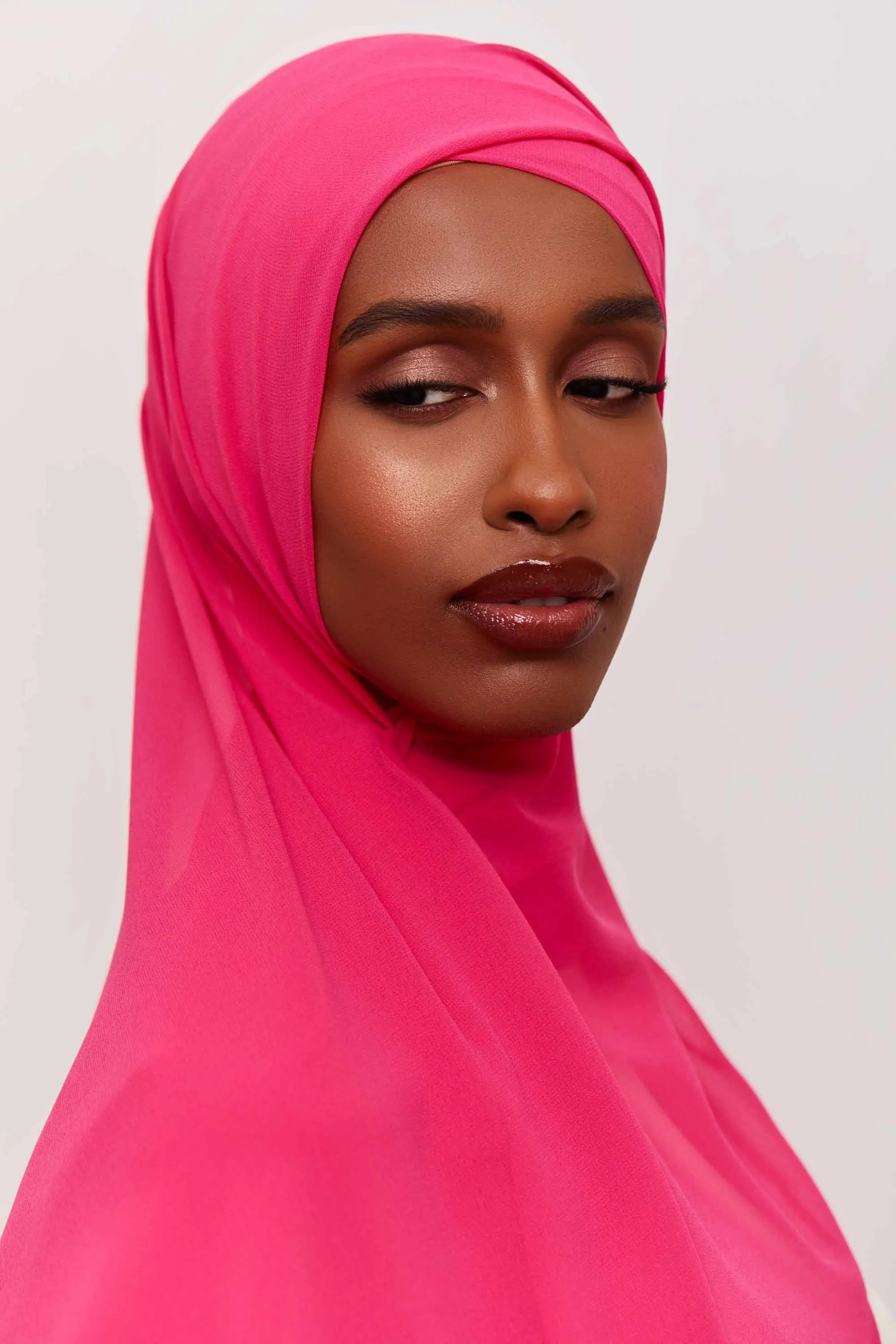 Chiffon Organza Trim Hijab - Pink