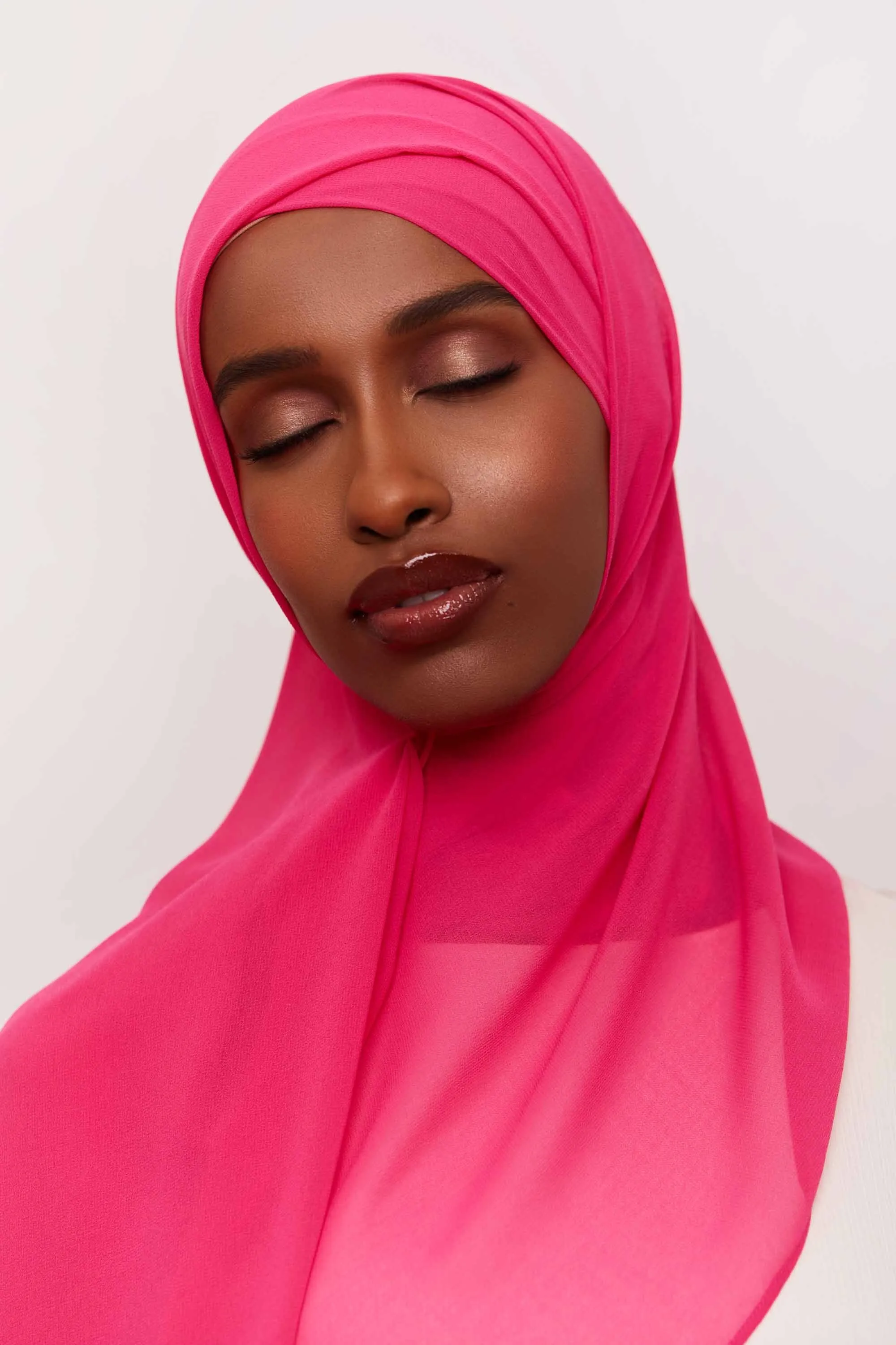 Chiffon Organza Trim Hijab - Pink