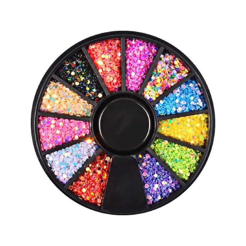 Confetti Round Dot Shape Nail Decoration Wheel