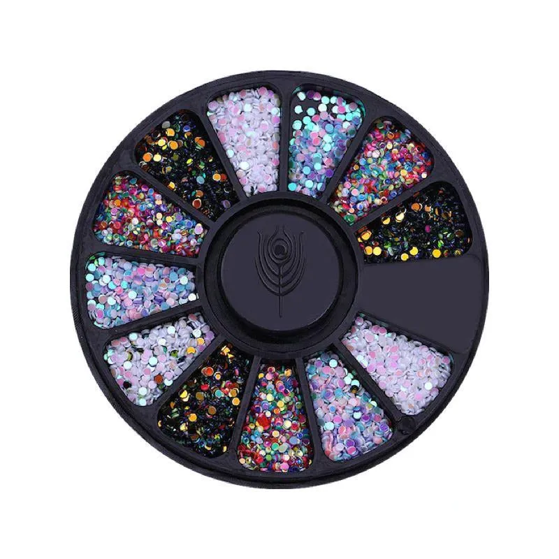 Confetti Round Dot Shape Nail Decoration Wheel