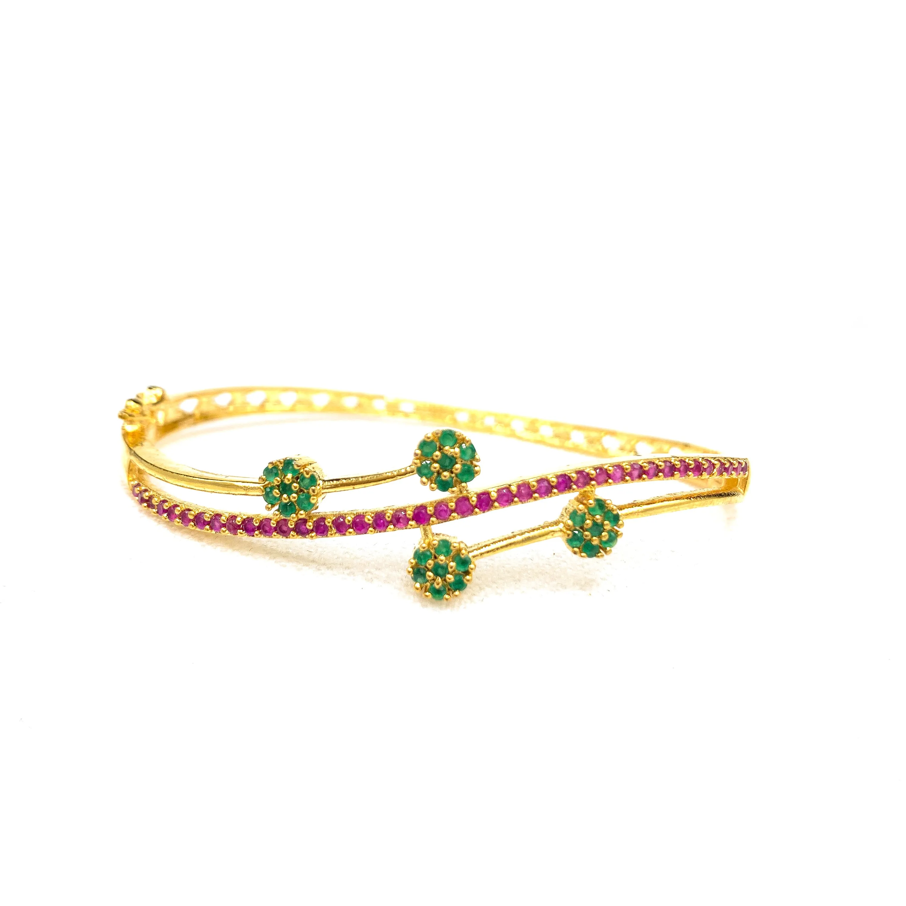 Dainty Detailed Cubic Zirconia (CZ) Stones Single Kada Bangle