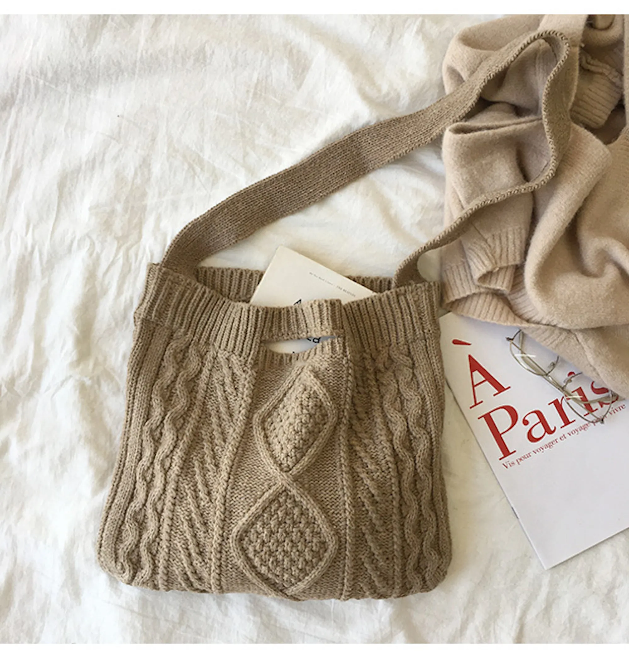 Elena Handbags Cotton Knitted Sweater Bag