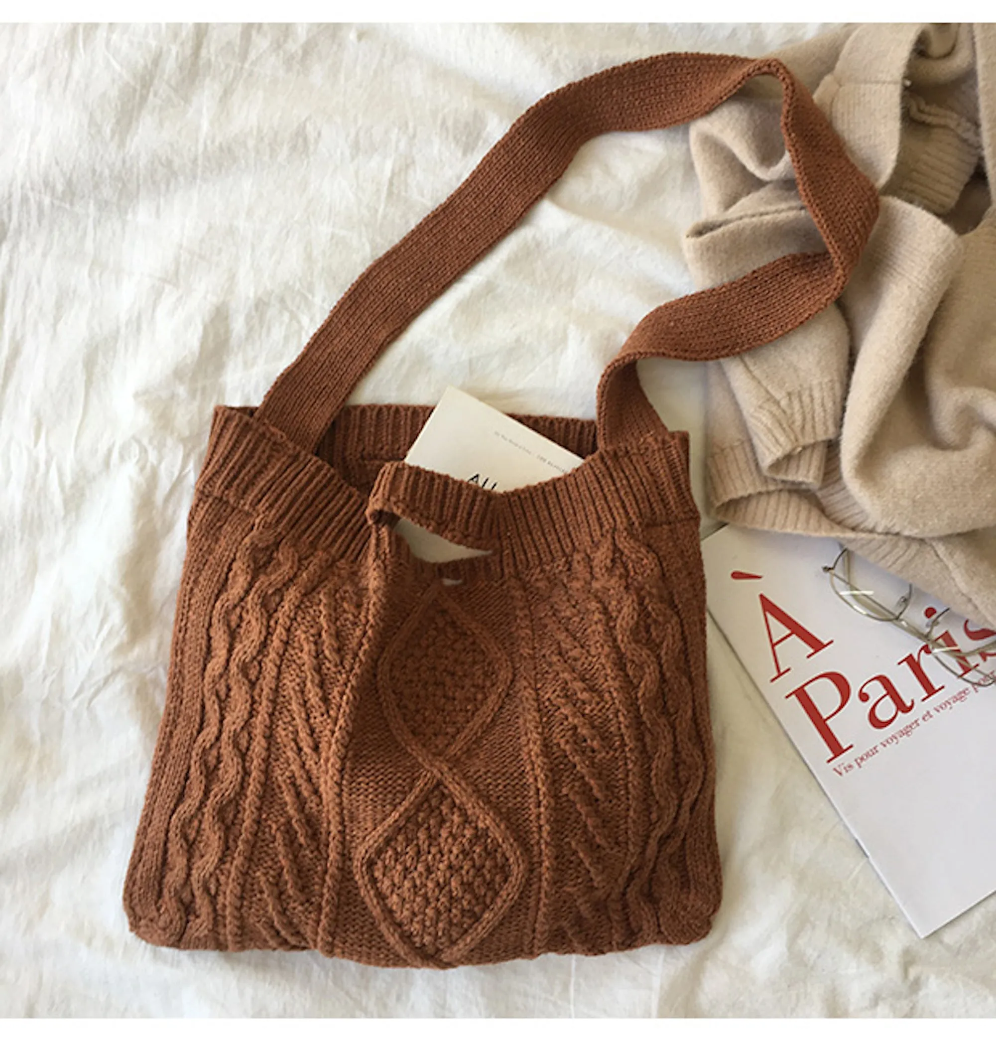 Elena Handbags Cotton Knitted Sweater Bag