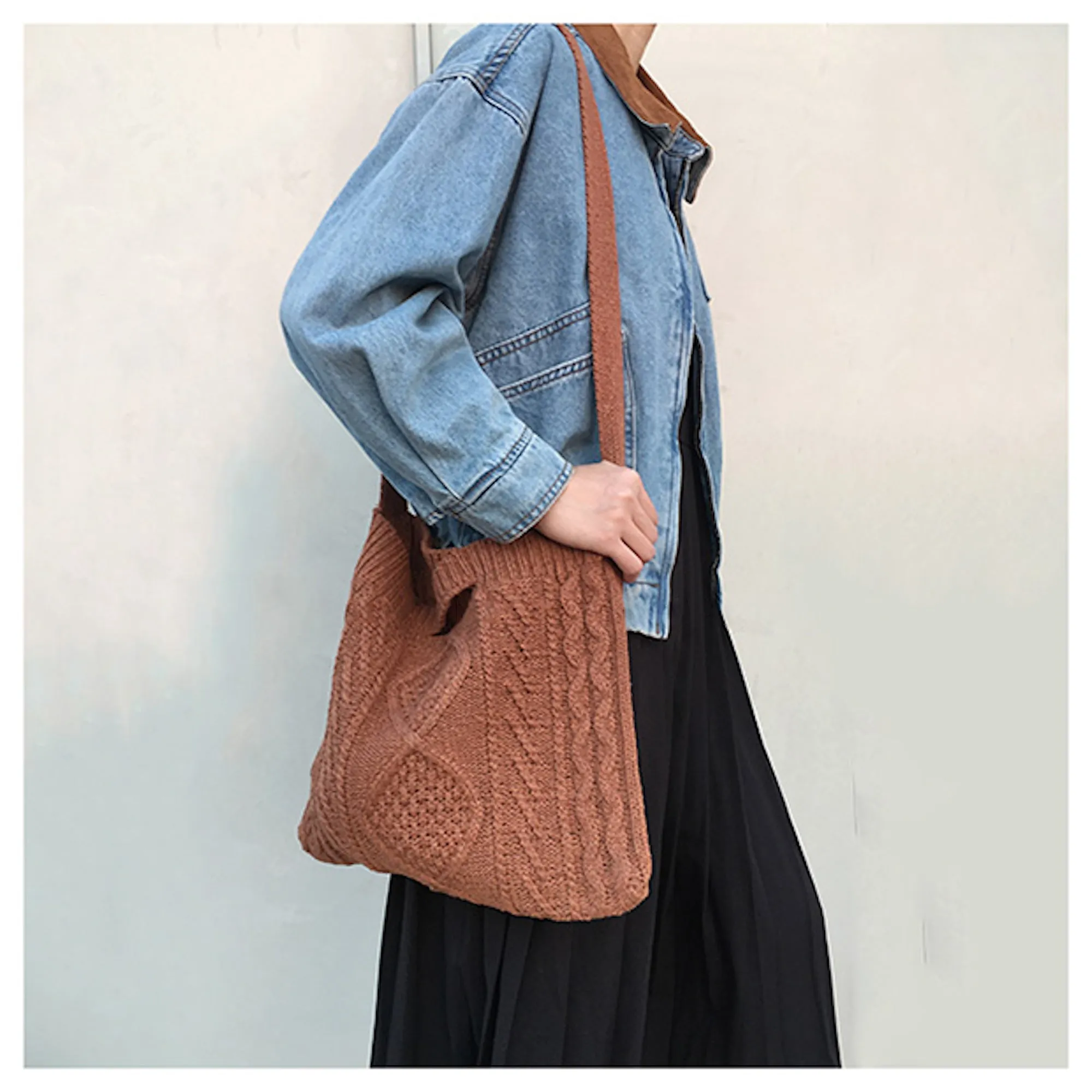 Elena Handbags Cotton Knitted Sweater Bag