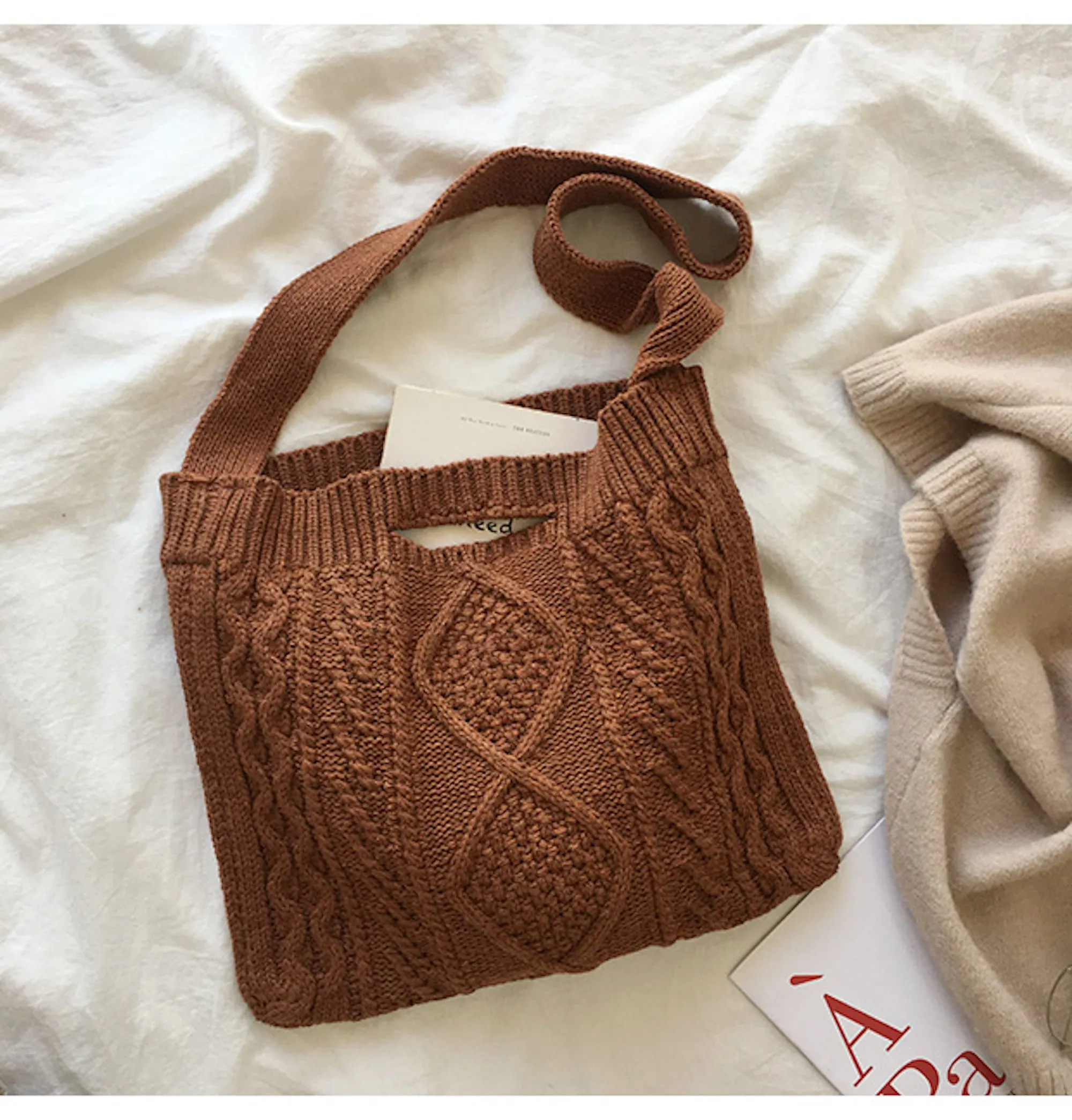 Elena Handbags Cotton Knitted Sweater Bag