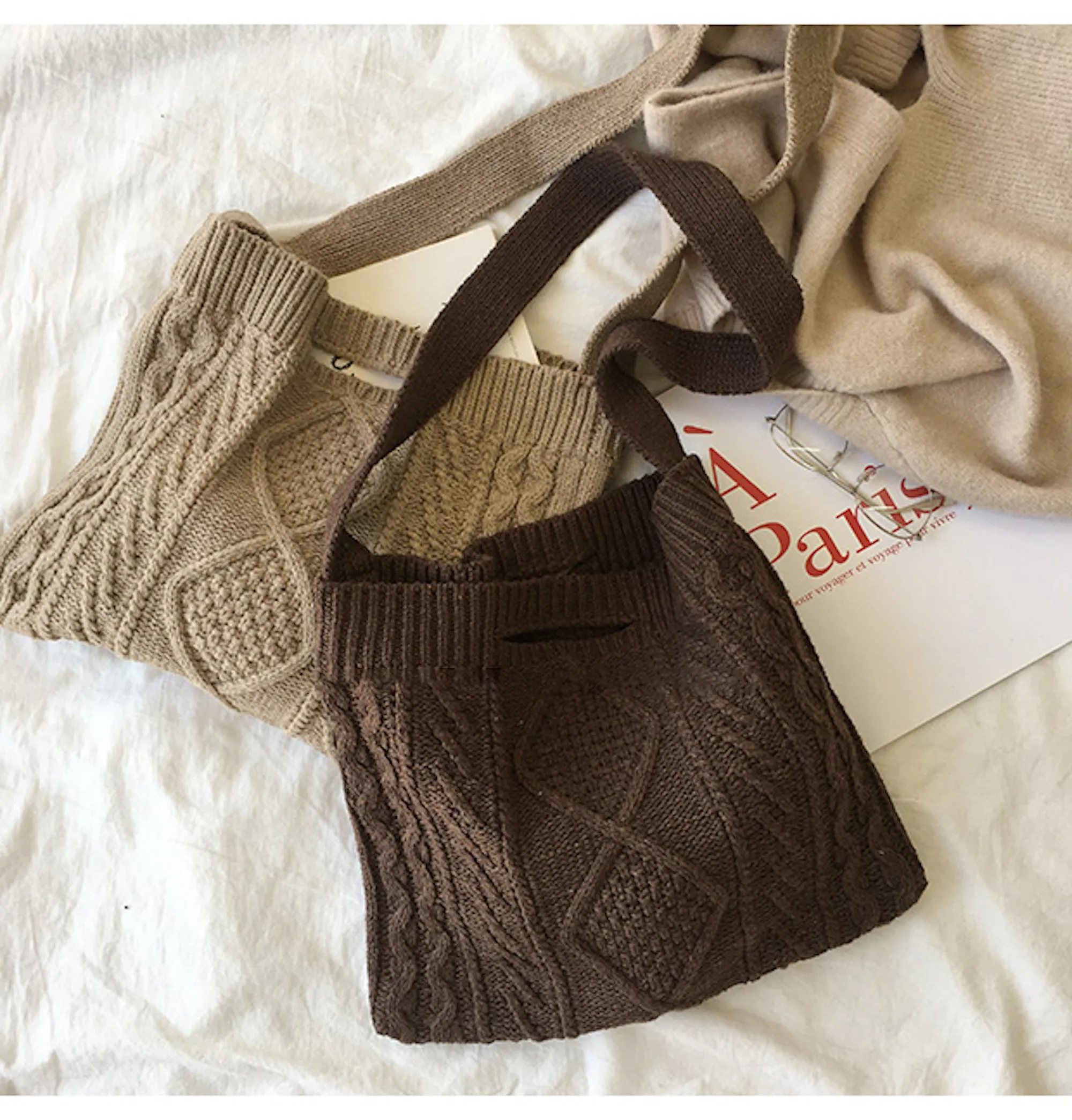 Elena Handbags Cotton Knitted Sweater Bag