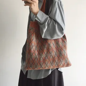 Elena Handbags Retro Argyle Knit Bag