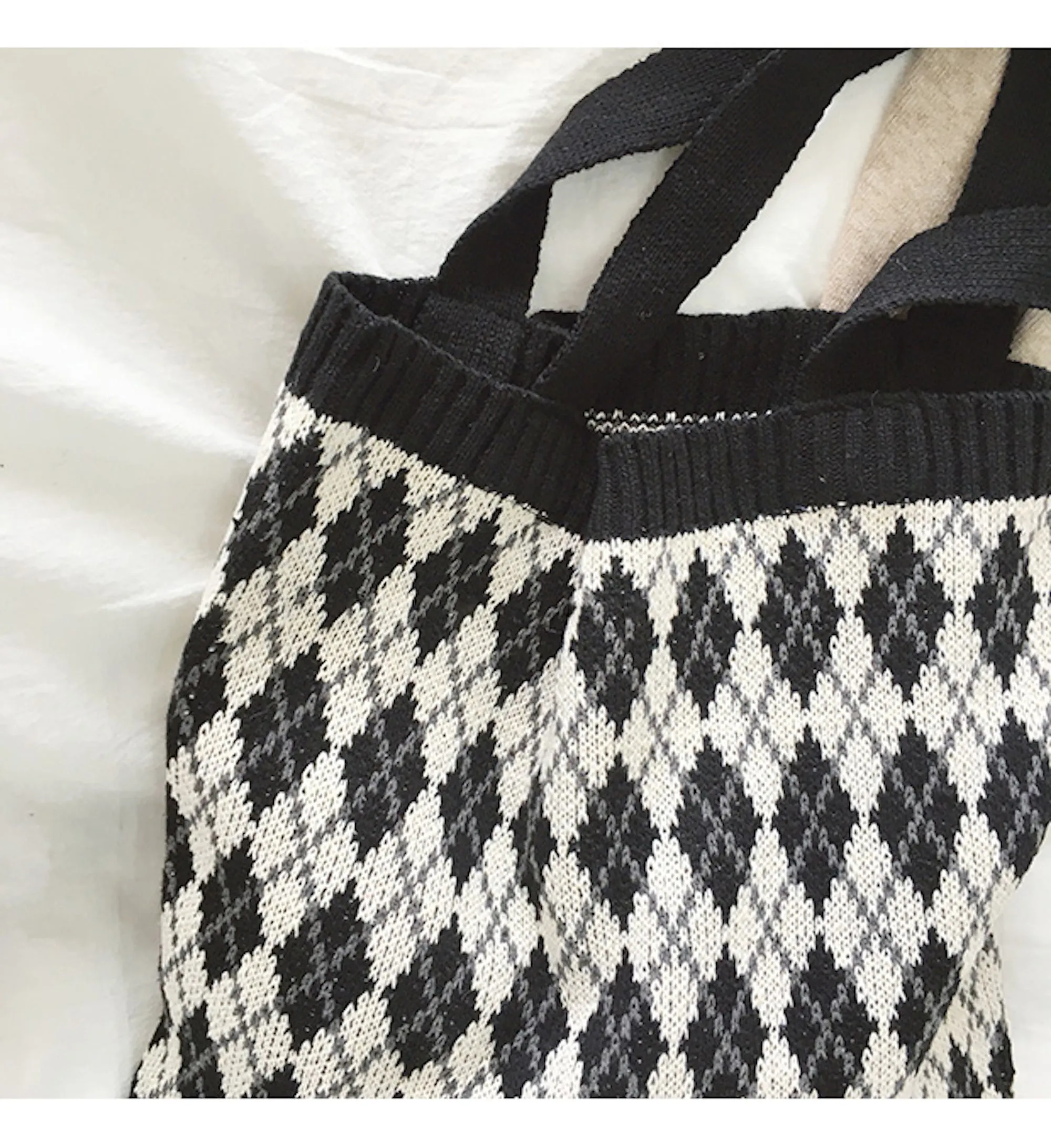 Elena Handbags Retro Argyle Knit Bag