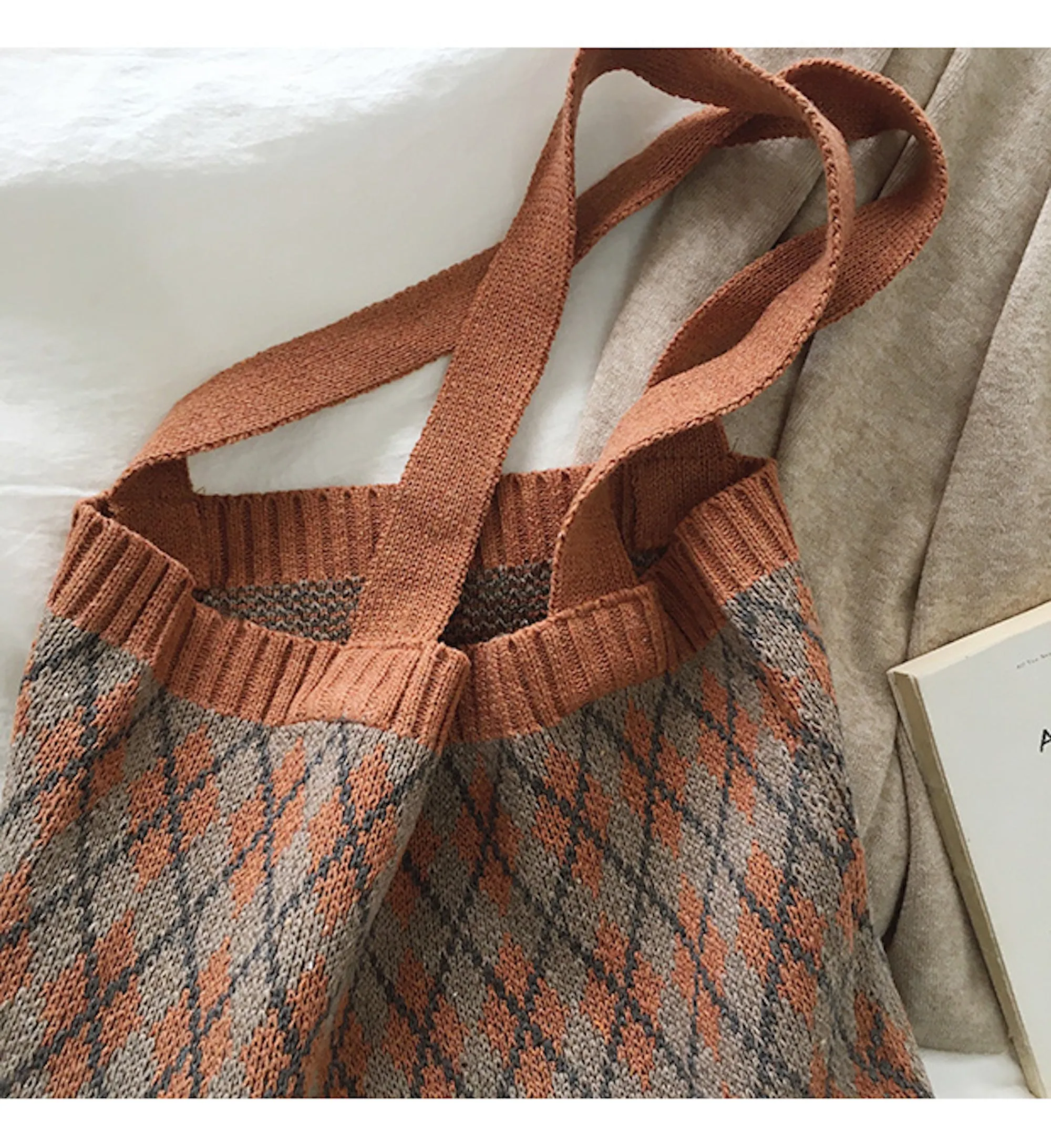 Elena Handbags Retro Argyle Knit Bag