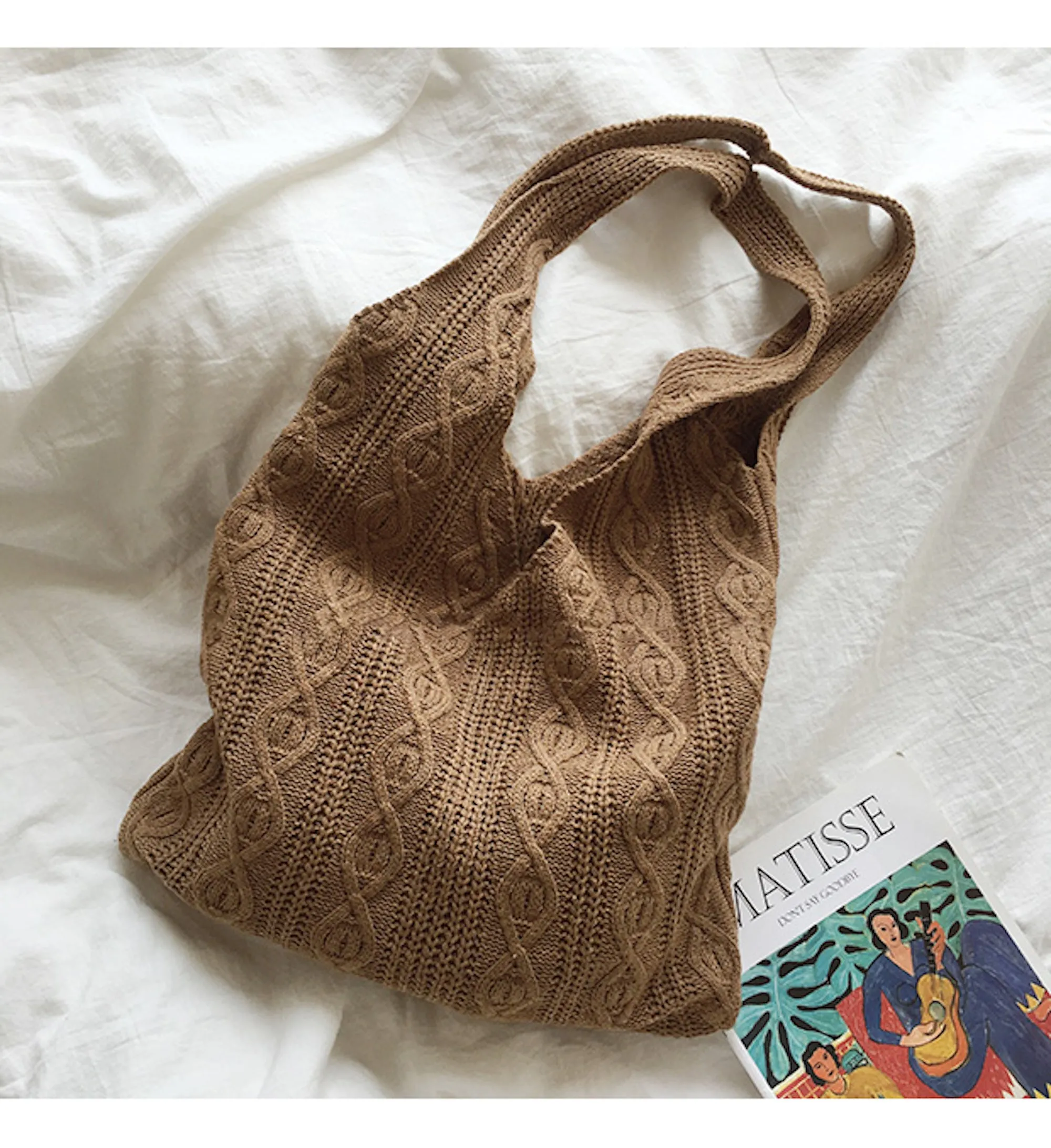 Elena Handbags Retro Artsy Twist Cotton Knitted Shoulder Bag