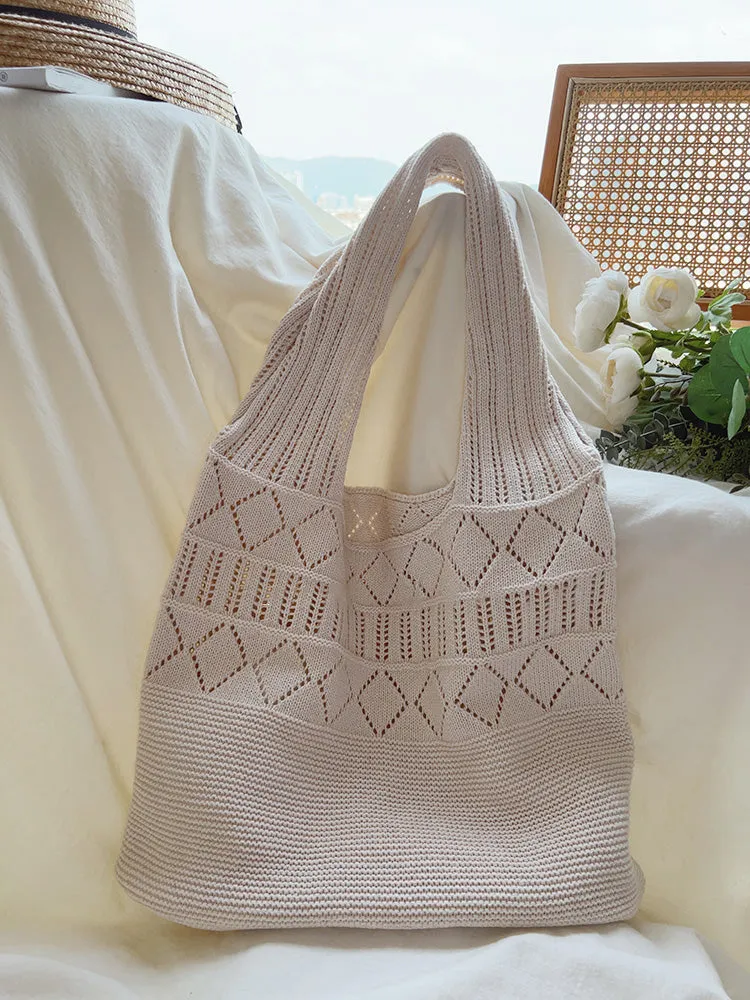 Elena Handbags Retro Cotton Knitted Shoulder Bag