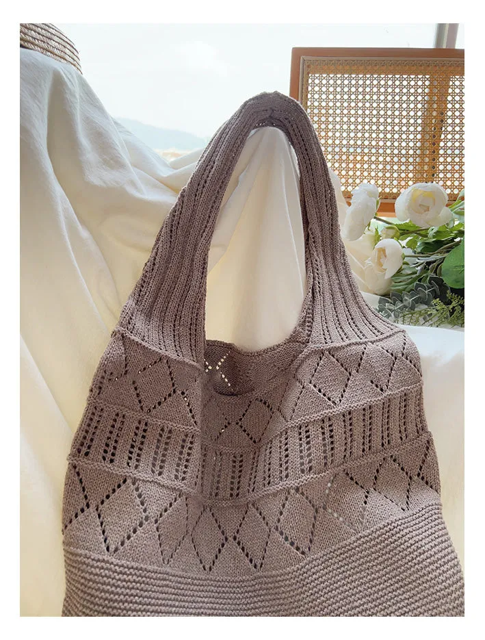 Elena Handbags Retro Cotton Knitted Shoulder Bag