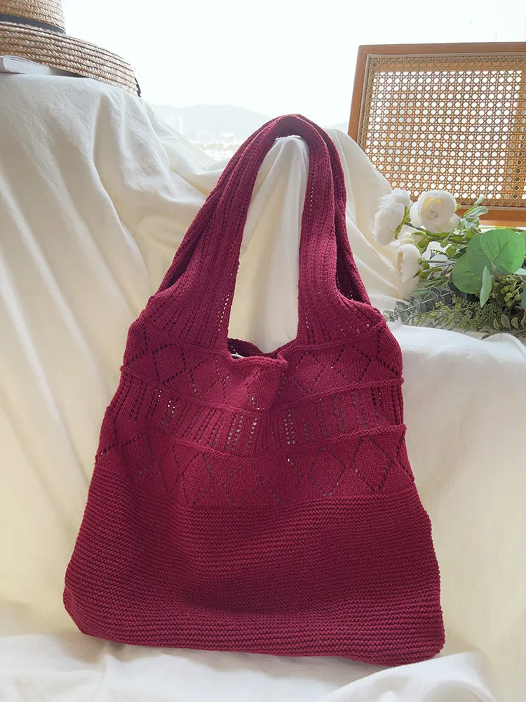 Elena Handbags Retro Cotton Knitted Shoulder Bag