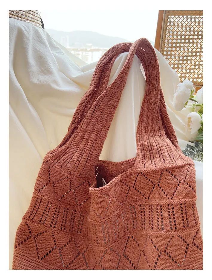 Elena Handbags Retro Cotton Knitted Shoulder Bag