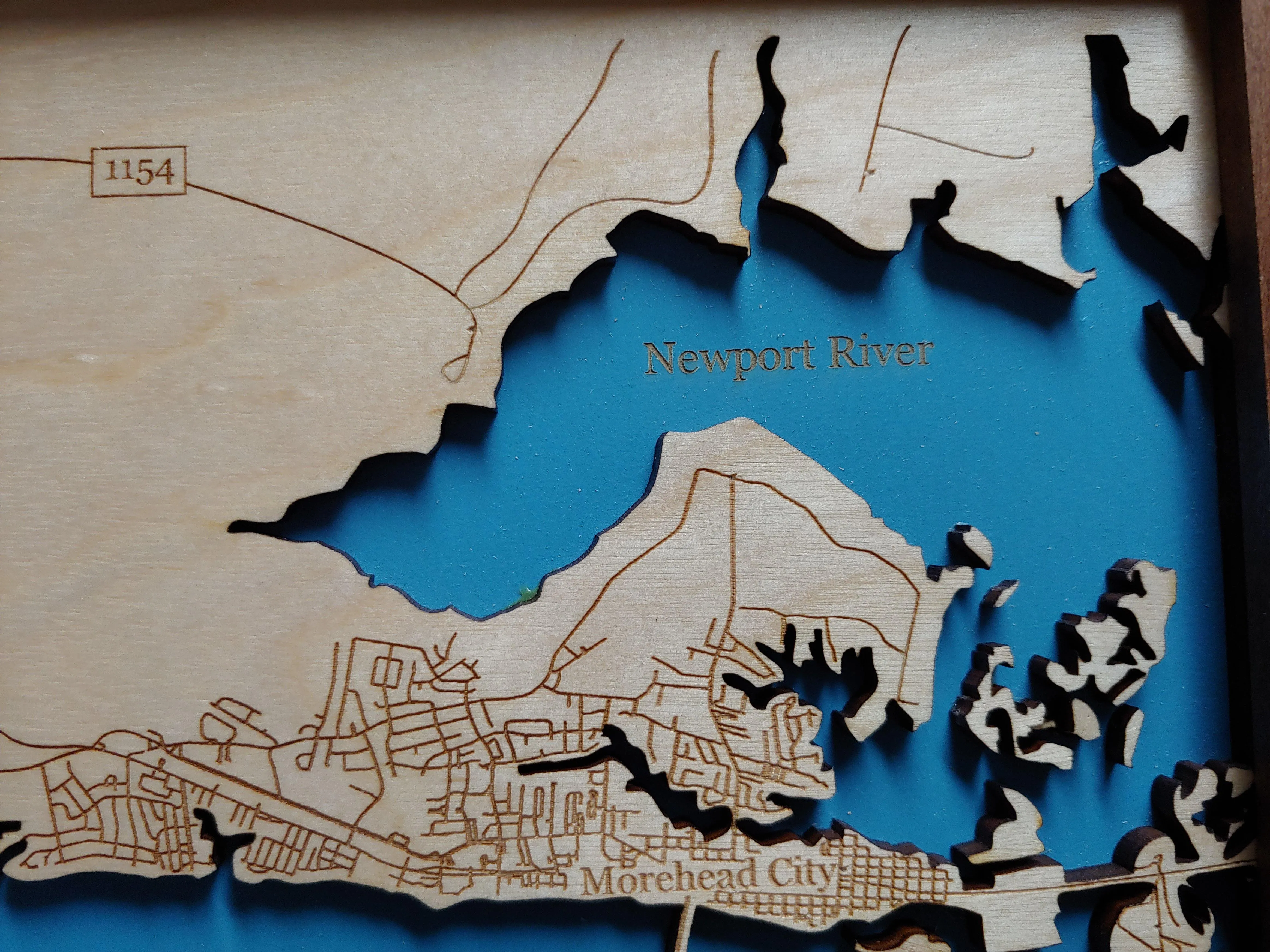 Emerald Isle, North Carolina Coastal Map - laser cut wood map