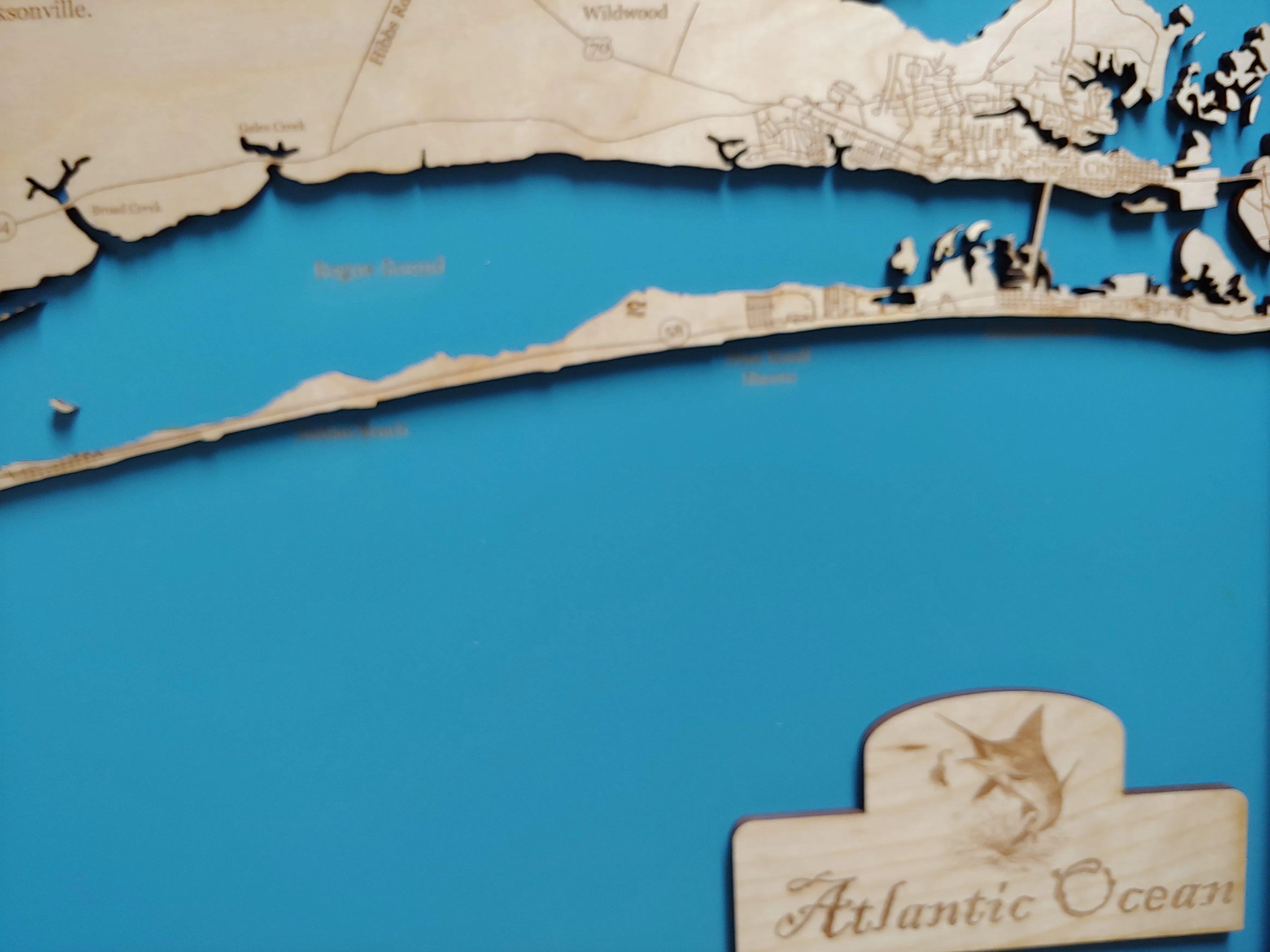 Emerald Isle, North Carolina Coastal Map - laser cut wood map