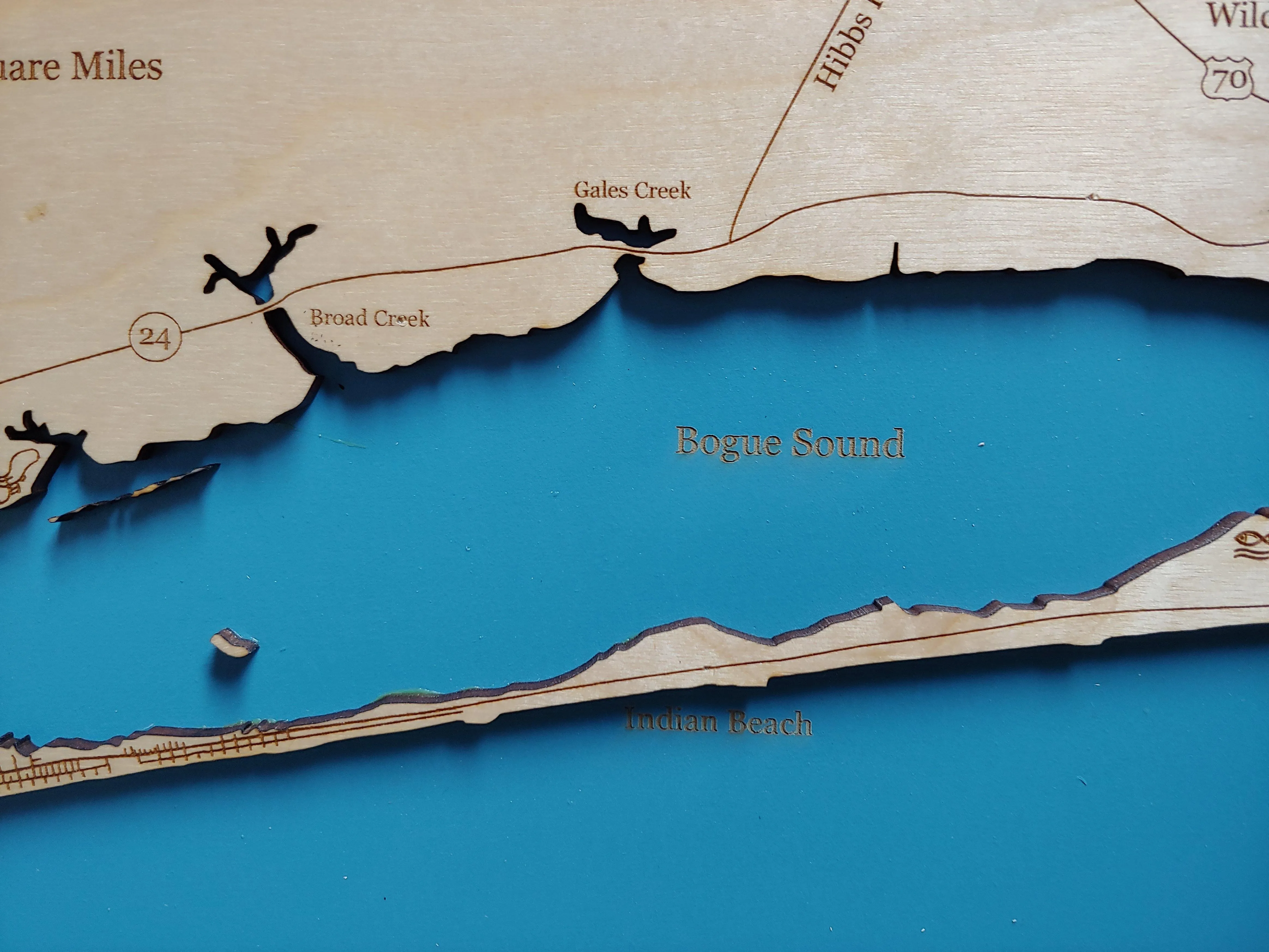 Emerald Isle, North Carolina Coastal Map - laser cut wood map