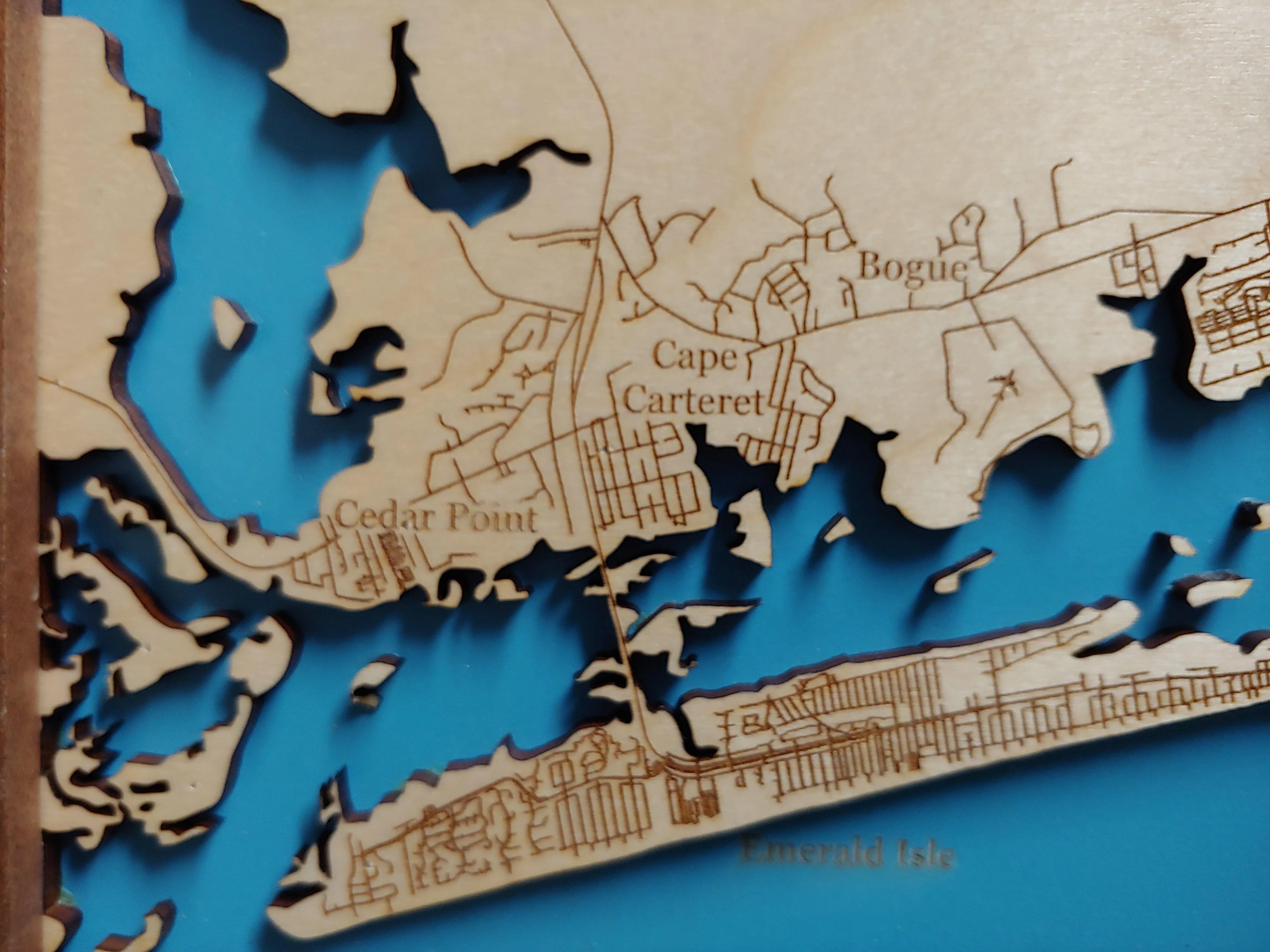 Emerald Isle, North Carolina Coastal Map - laser cut wood map