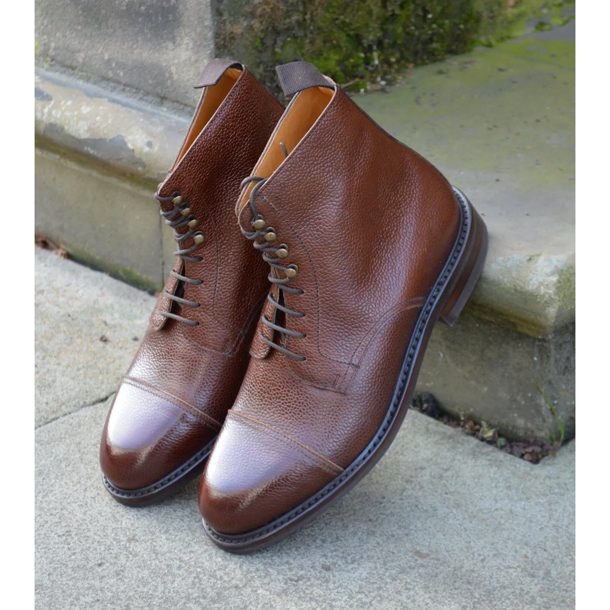 FACTORY SECOND Berwick 1707 Grain Cap Toe Boot (321) - Dark Brown