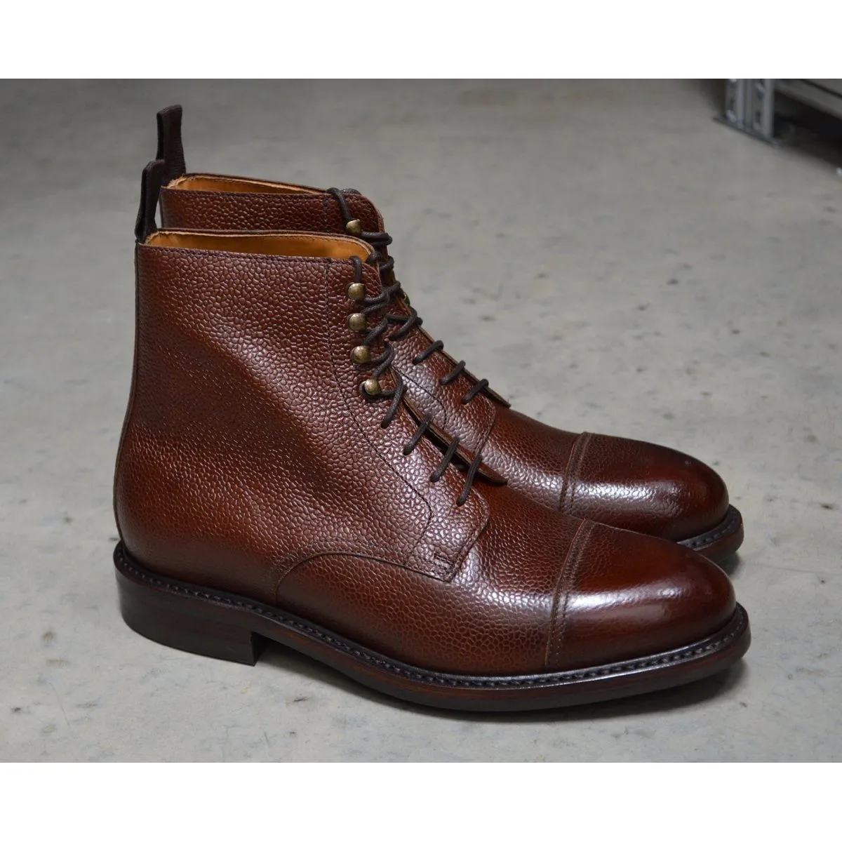 FACTORY SECOND Berwick 1707 Grain Cap Toe Boot (321) - Dark Brown