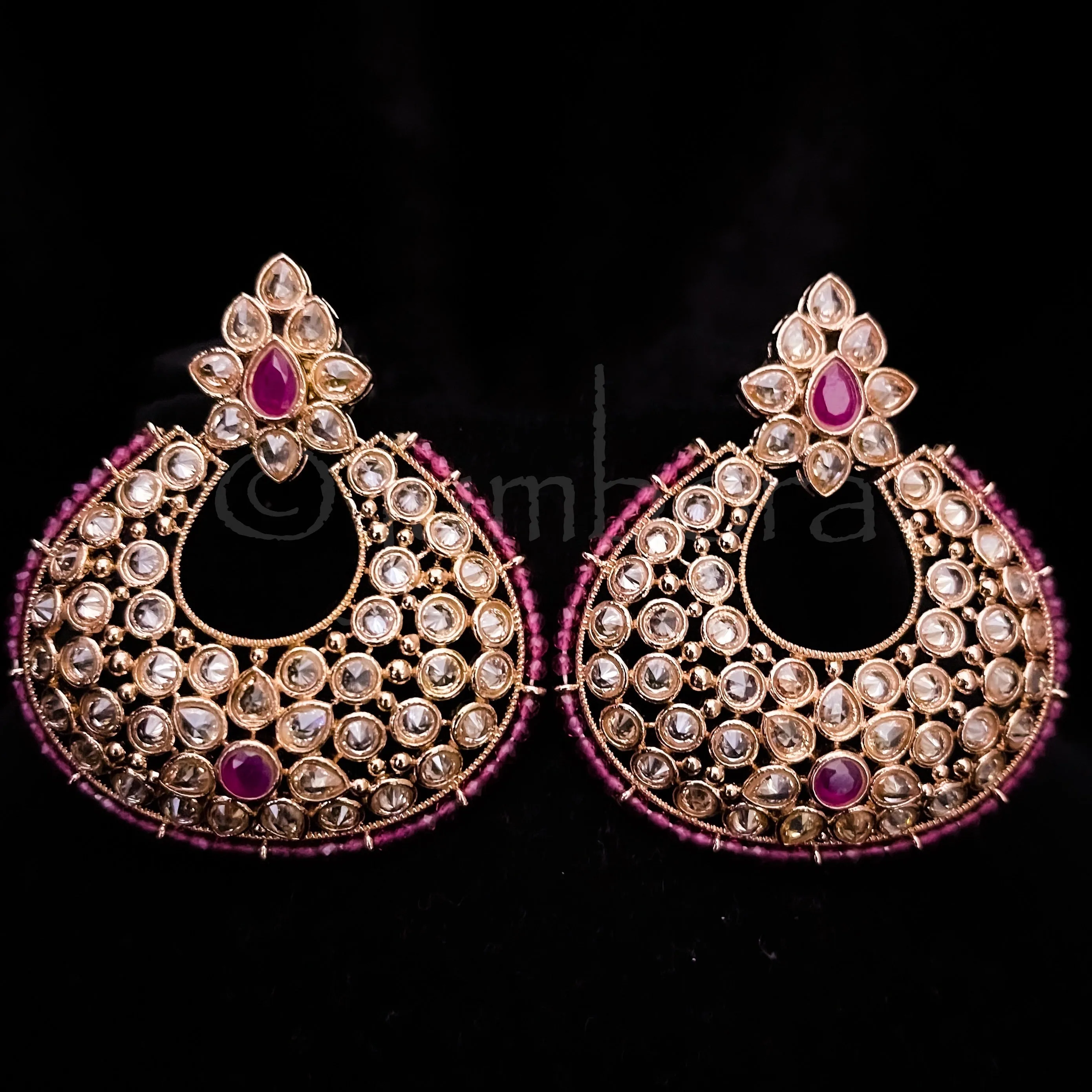 Glam Rose Gold Earring & Tikka Set