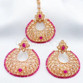 Glam Rose Gold Earring & Tikka Set