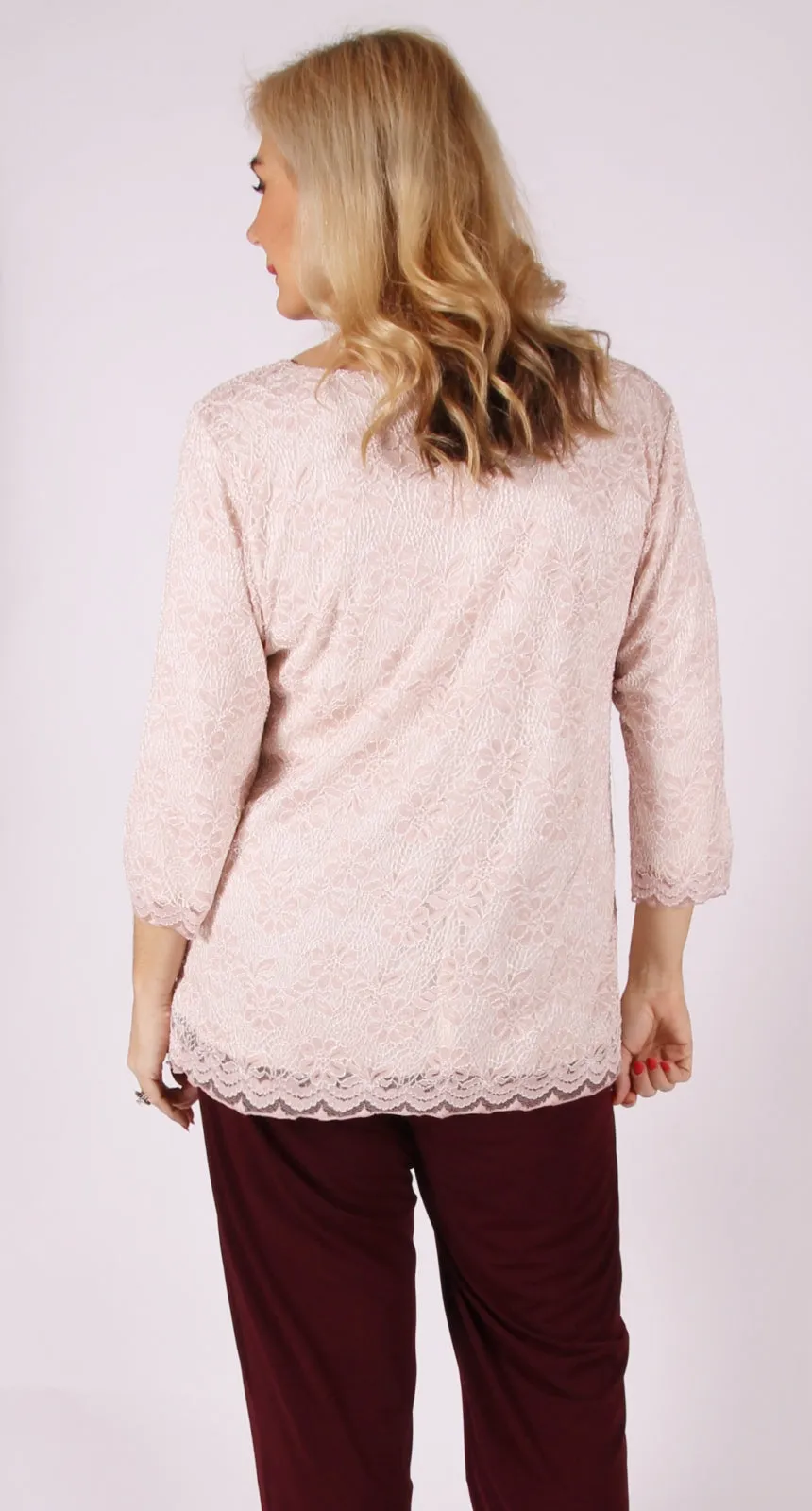 Heirloom Round Neck Top Powder Pink