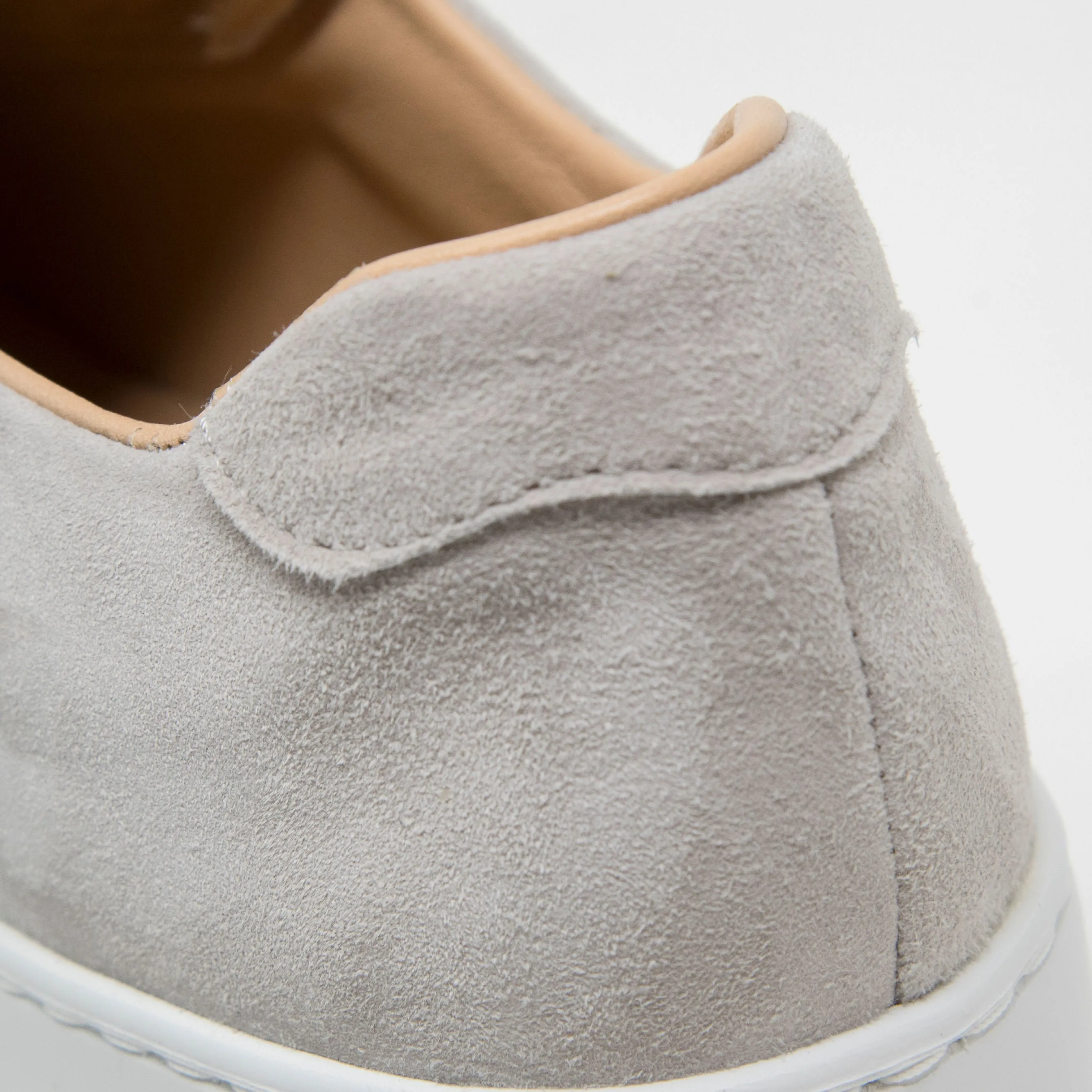 Jane Galland Light Grey Suede Flatform Laceless Trainers