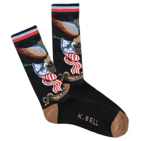 K Bell Mens American Made Tattoo Eagle Over Flag Sock