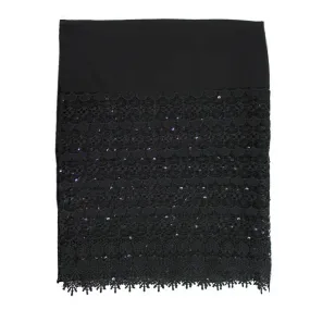 Lace & Sequin Evening Wrap - Black