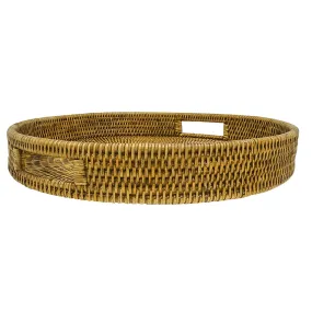 Large Round Rattan Tray Natural