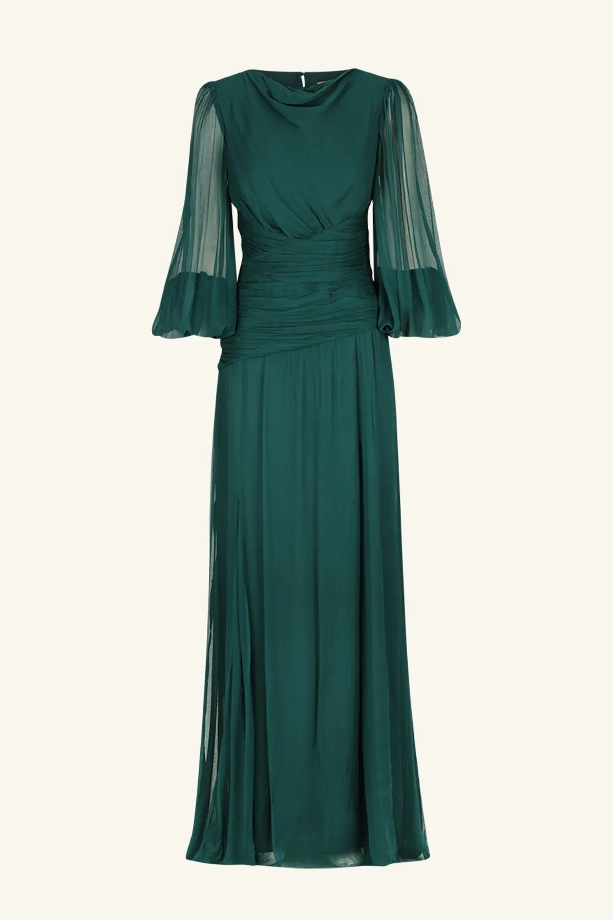 LAYLA PANELLED LONG SLEEVE MAXI DRESS - DARK TEAL