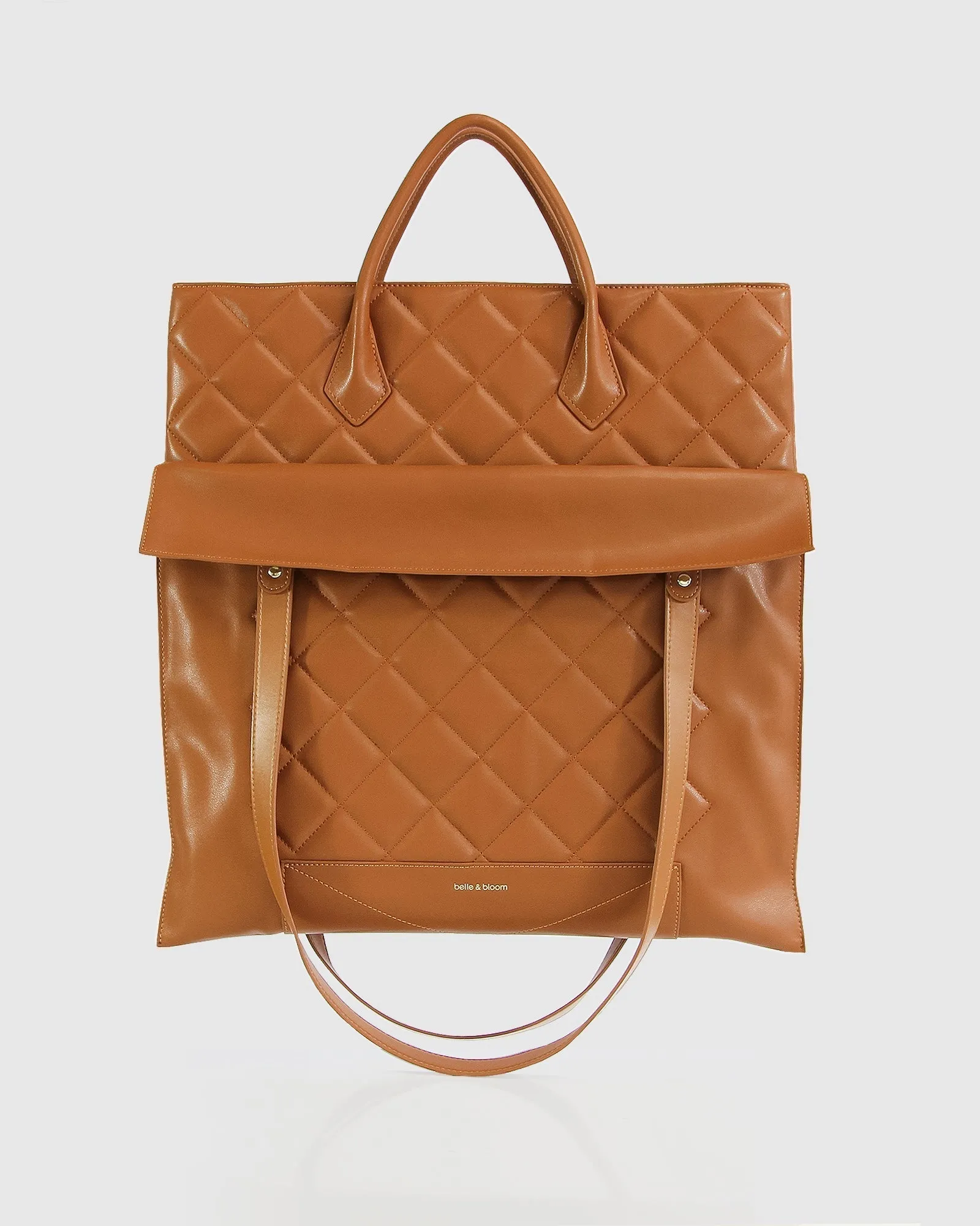 Lost Lovers Quilted Leather Tote - Camel