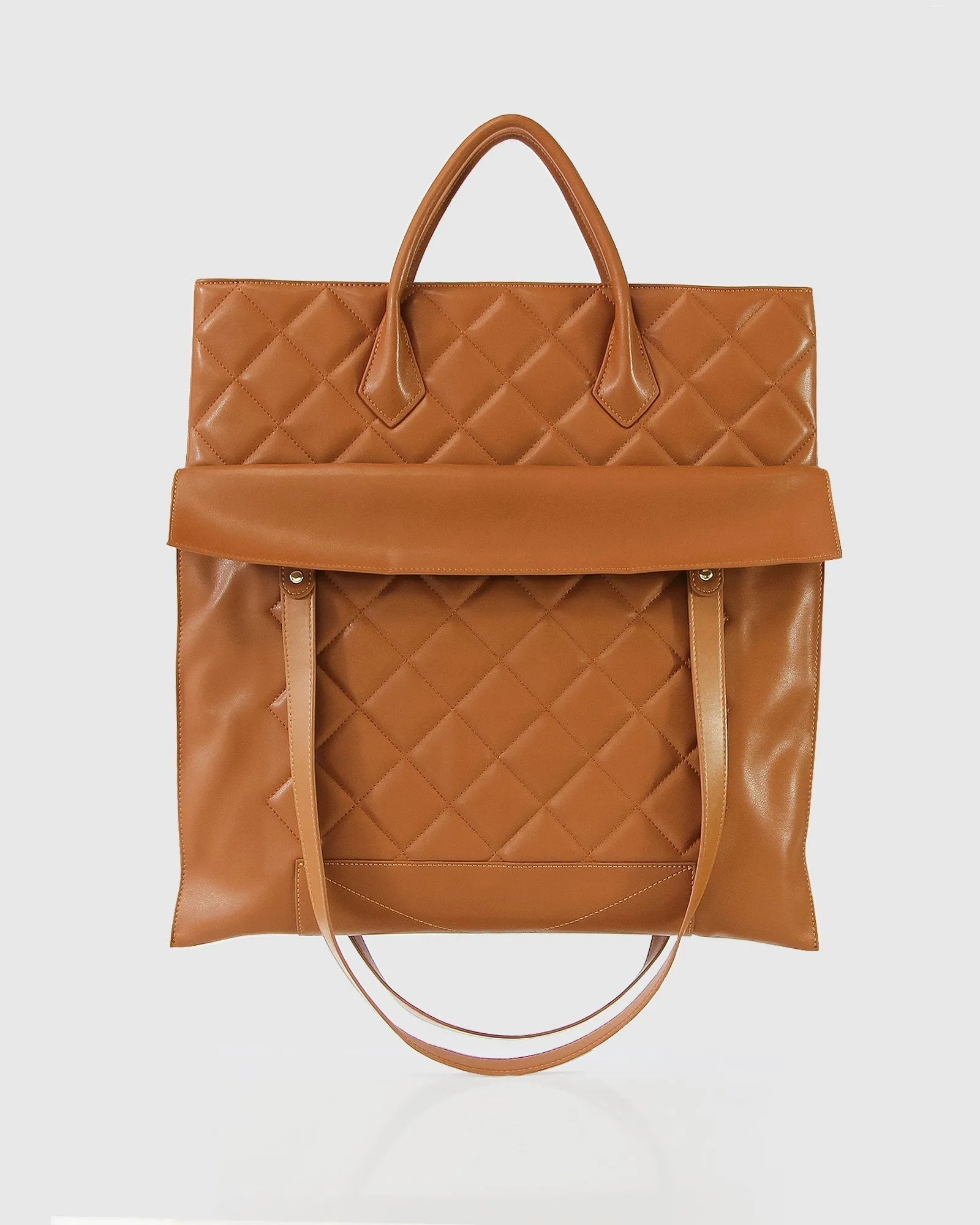 Lost Lovers Quilted Leather Tote - Camel