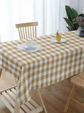 Lushomes Buffalo Checks Biscuit Plaid Dining Table Cover Cloth, table cloth for 6 seater dining table, table cover 6 seater (Size 60 x 84 inches, 6 Seater Table Cloth)