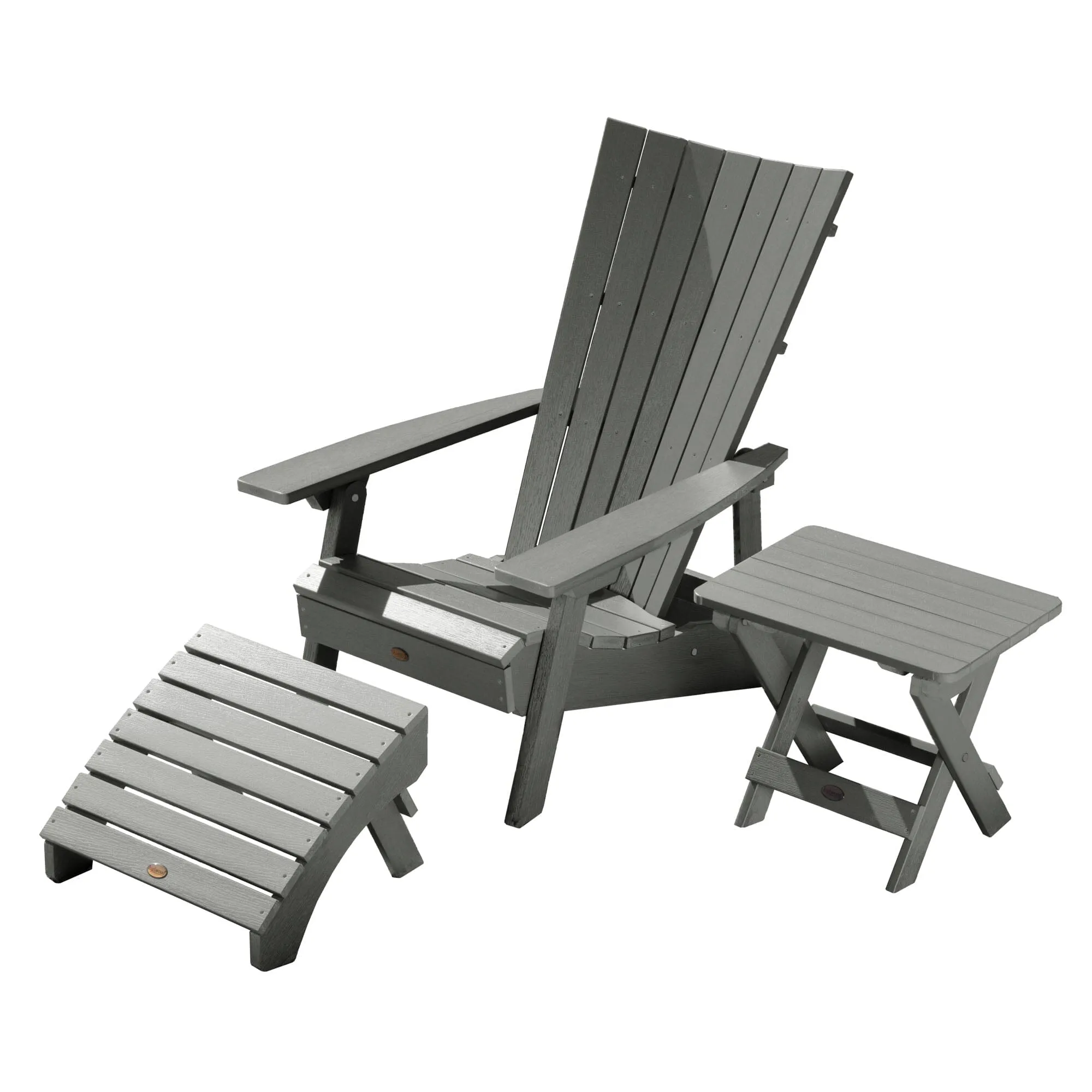 Manhattan Beach Adirondack Chair with Folding Adirondack Side Table and Ottoman