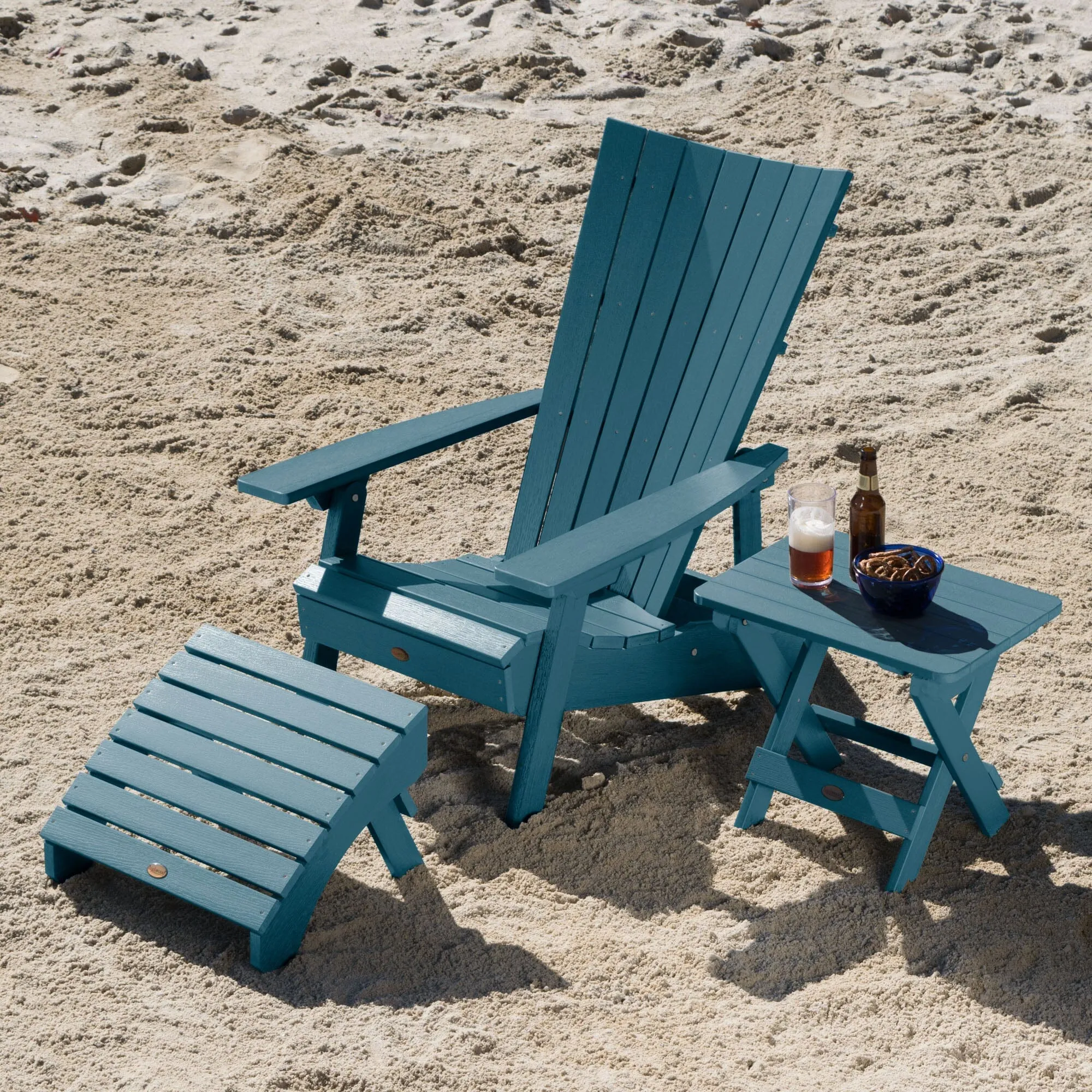 Manhattan Beach Adirondack Chair with Folding Adirondack Side Table and Ottoman