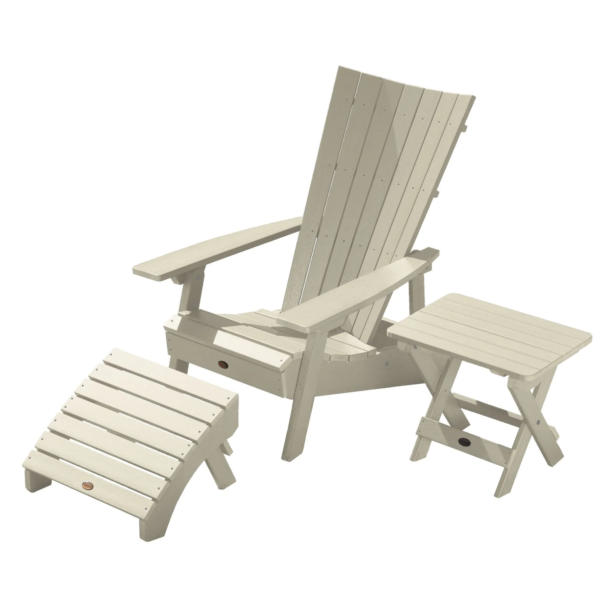 Manhattan Beach Adirondack Chair with Folding Adirondack Side Table and Ottoman