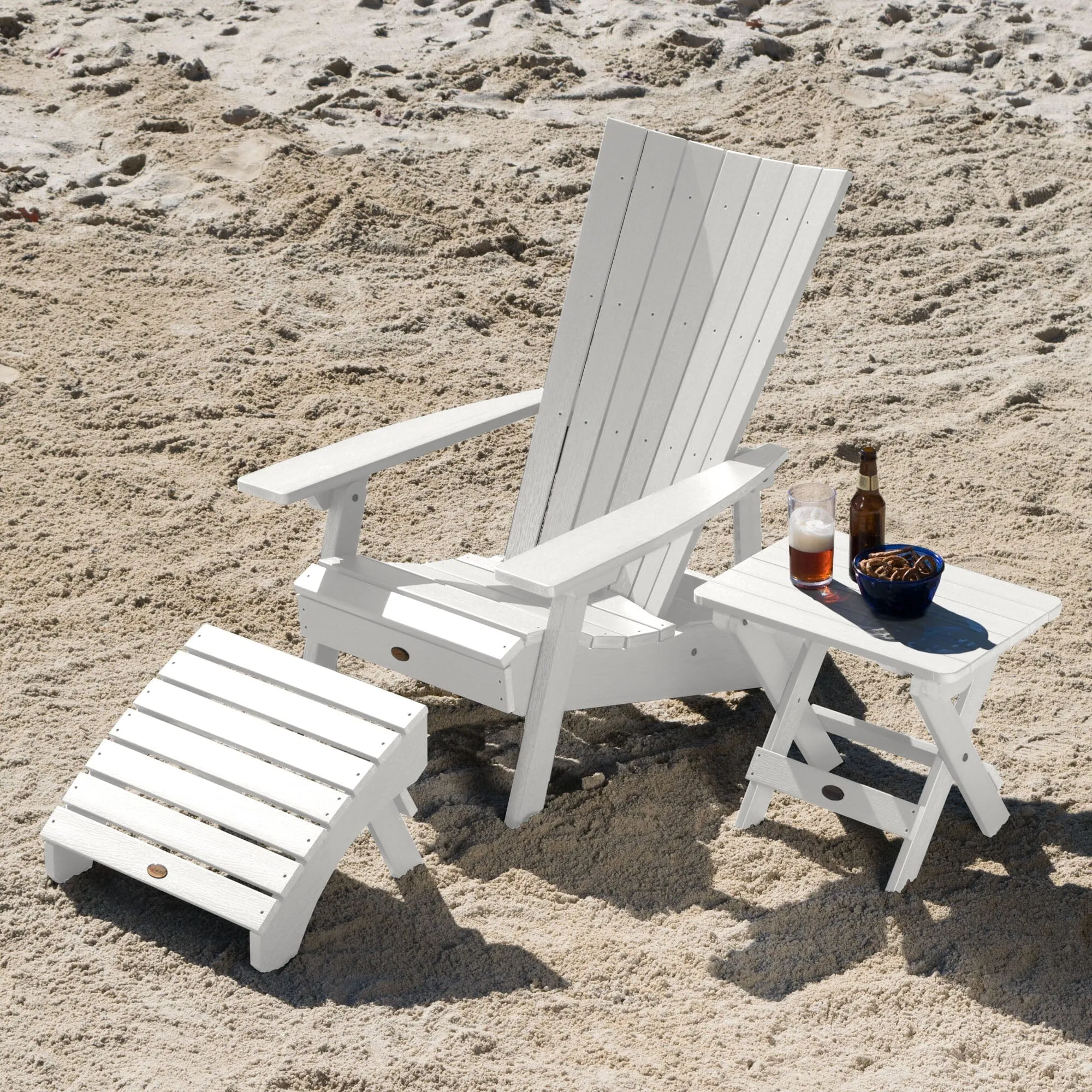 Manhattan Beach Adirondack Chair with Folding Adirondack Side Table and Ottoman