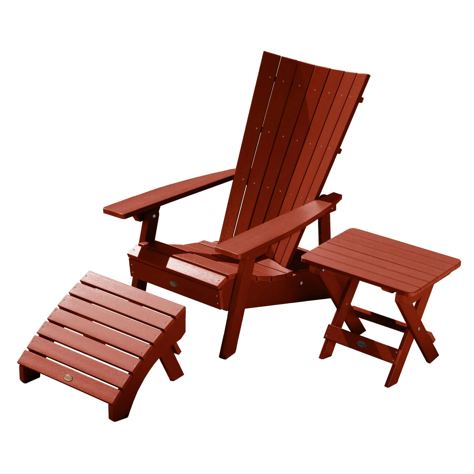 Manhattan Beach Adirondack Chair with Folding Adirondack Side Table and Ottoman