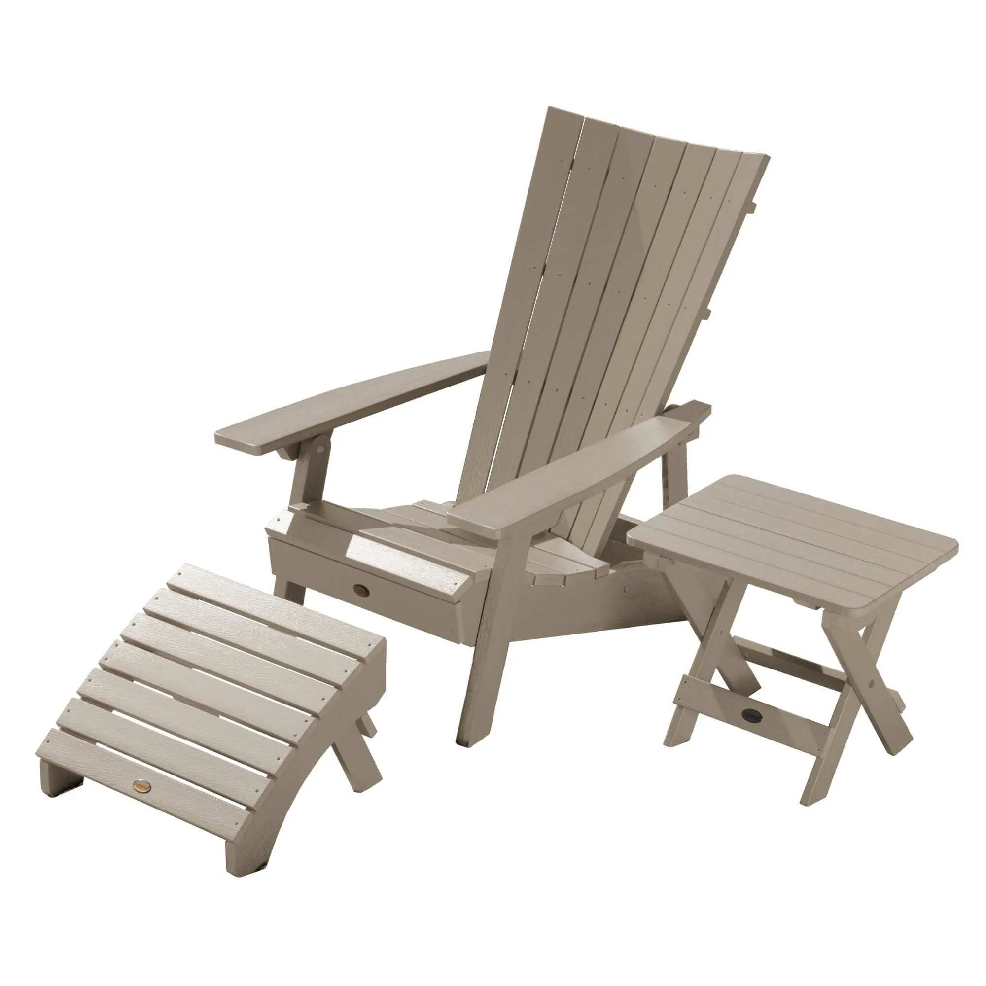 Manhattan Beach Adirondack Chair with Folding Adirondack Side Table and Ottoman