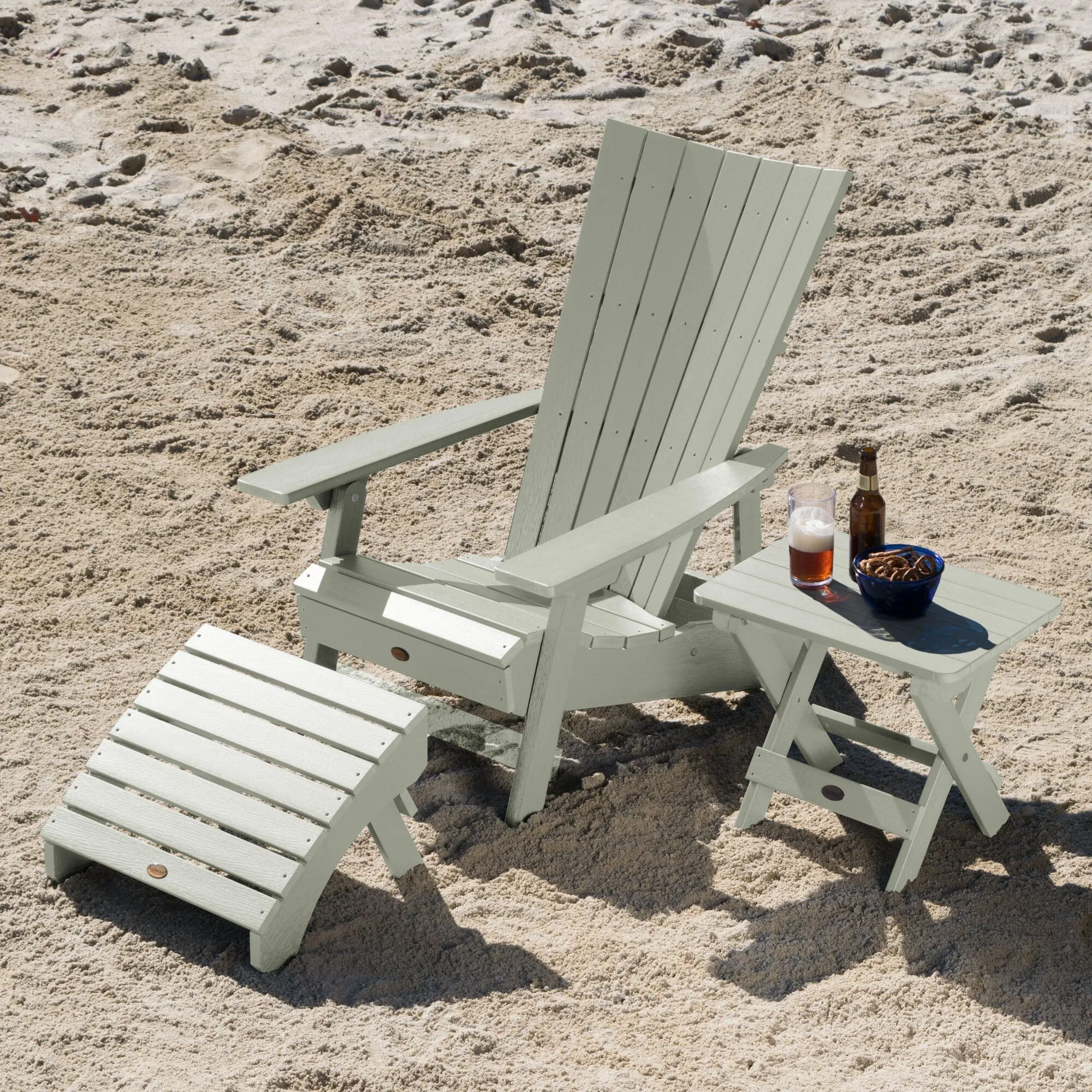 Manhattan Beach Adirondack Chair with Folding Adirondack Side Table and Ottoman