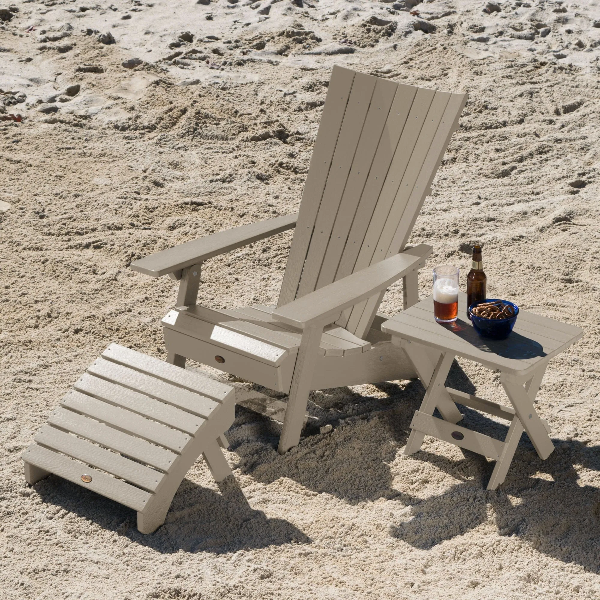 Manhattan Beach Adirondack Chair with Folding Adirondack Side Table and Ottoman