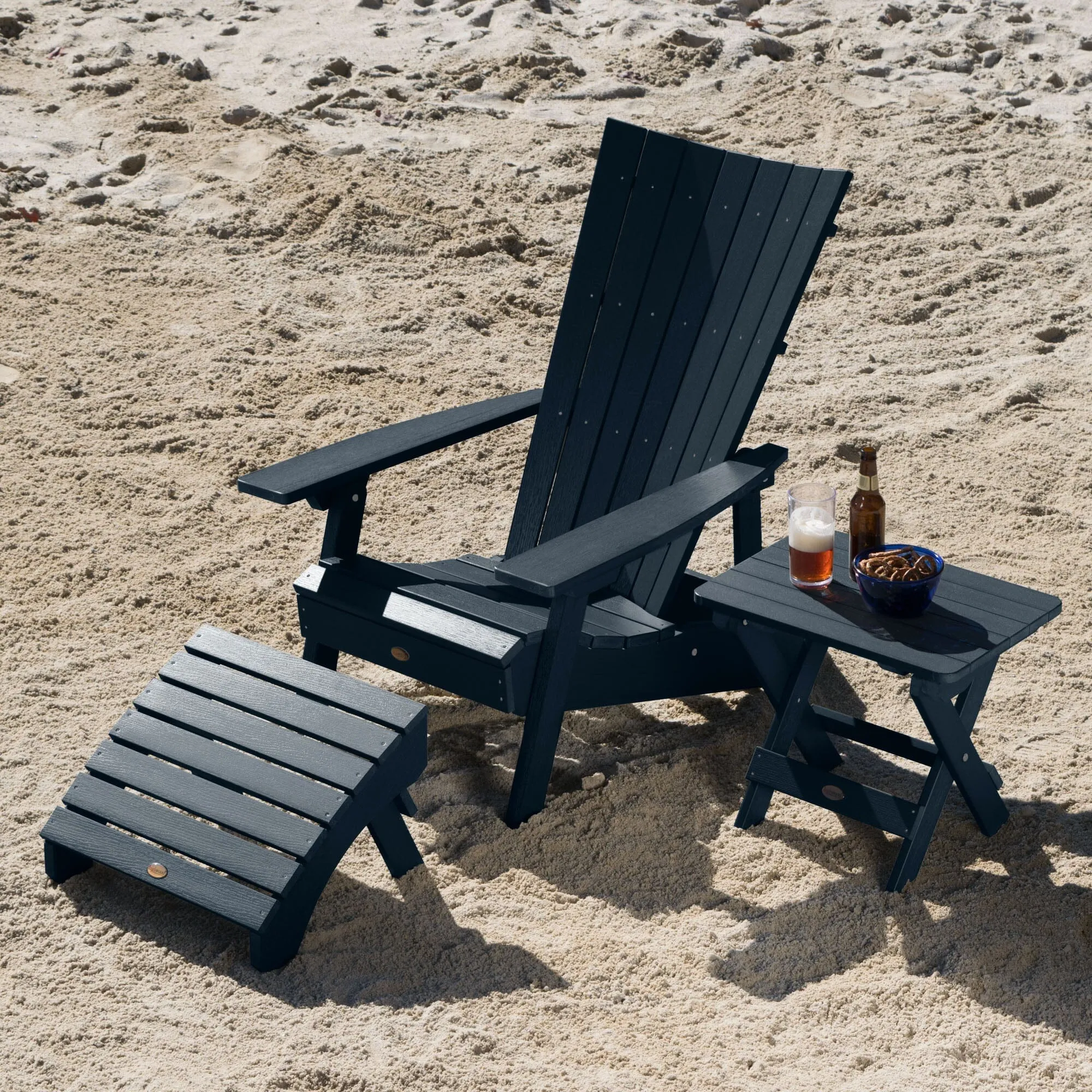 Manhattan Beach Adirondack Chair with Folding Adirondack Side Table and Ottoman