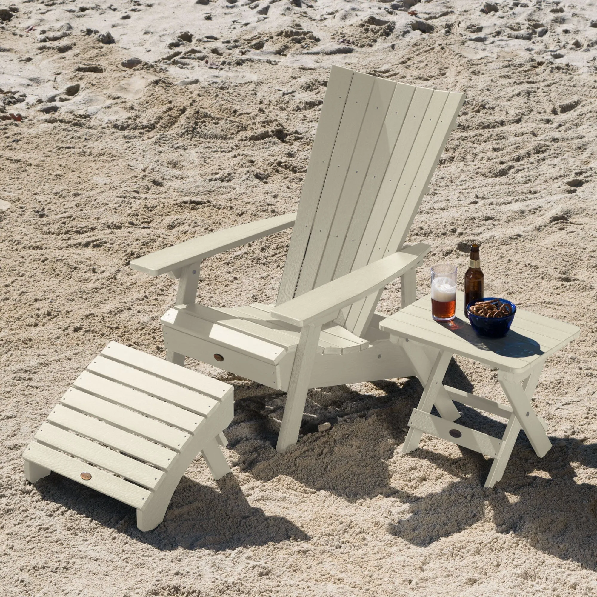 Manhattan Beach Adirondack Chair with Folding Adirondack Side Table and Ottoman