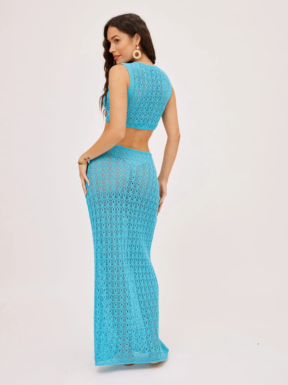 Miri Cut Out Knit Beach Dress / Blue