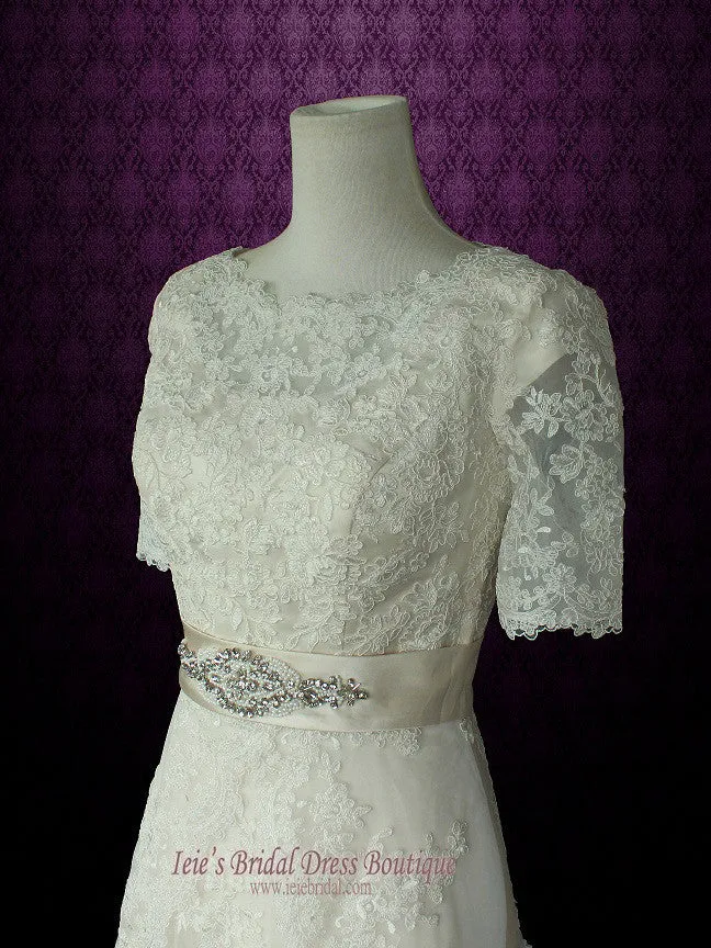 Modest Lace Wedding Dress with Sleeves LAURA