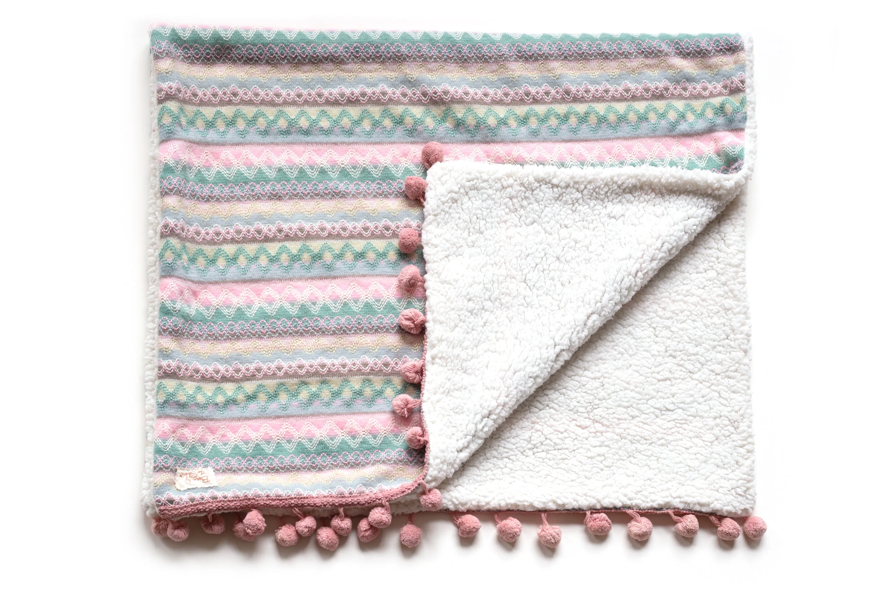 One of a kind...limited, unique handmade Pom Pom Baby Blanket 1/1